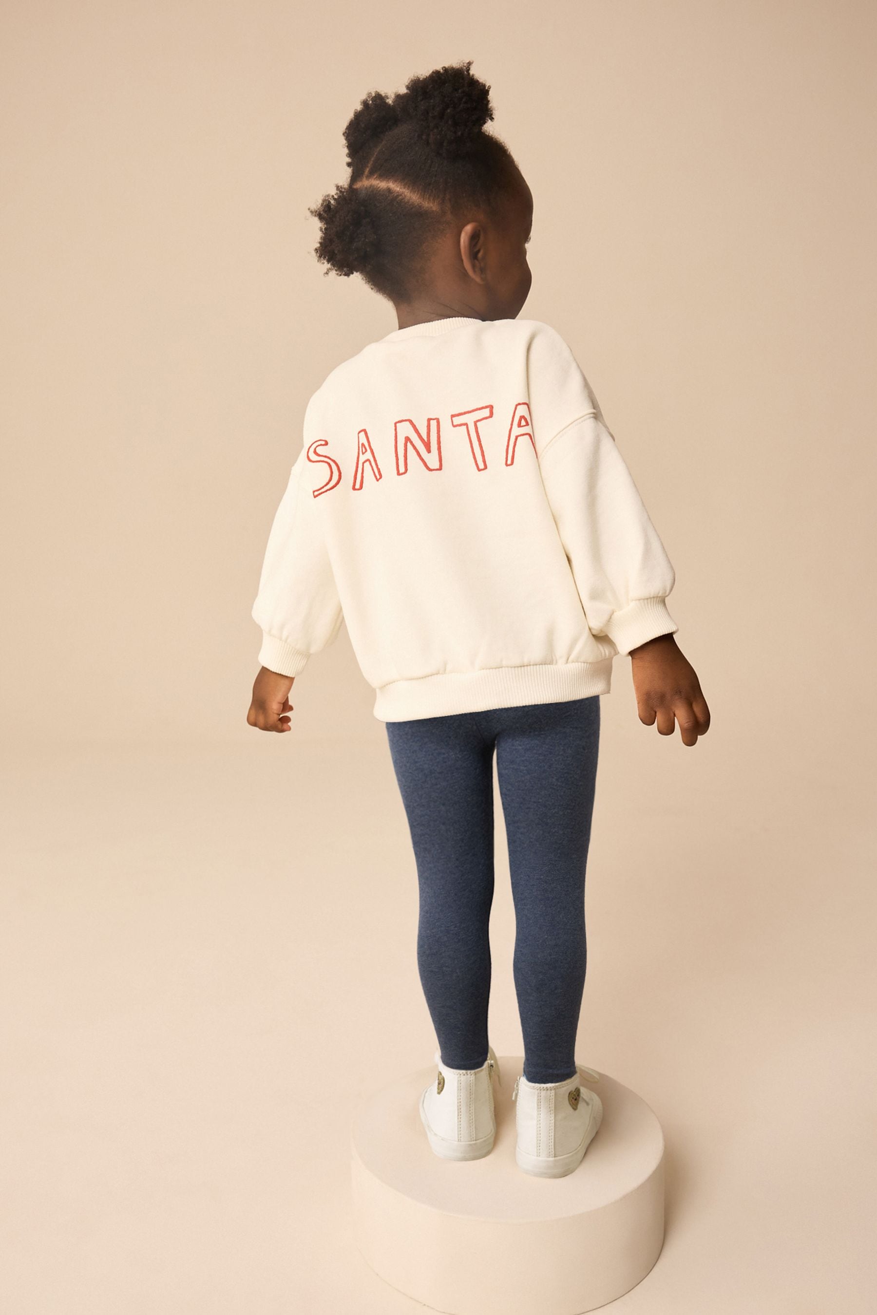 Cream Santa Christmas Crew Sweatshirt and Legging Set (3mths-7yrs)