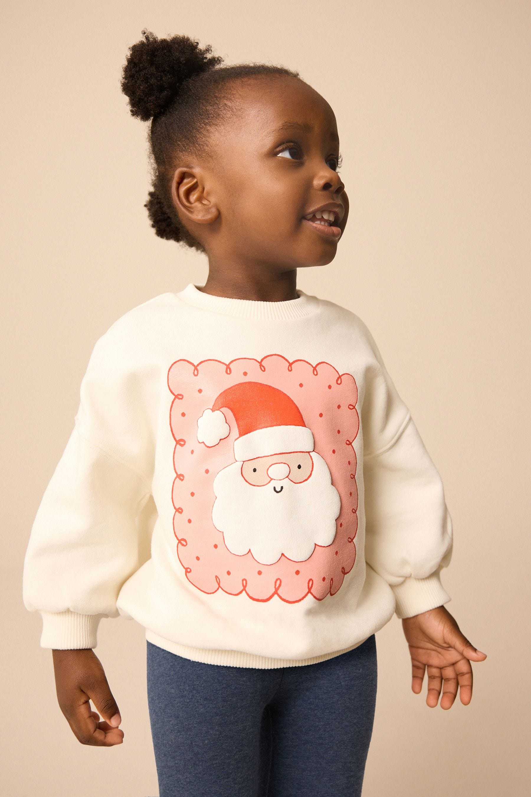 Cream Santa Christmas Crew Sweatshirt and Legging Set (3mths-7yrs)