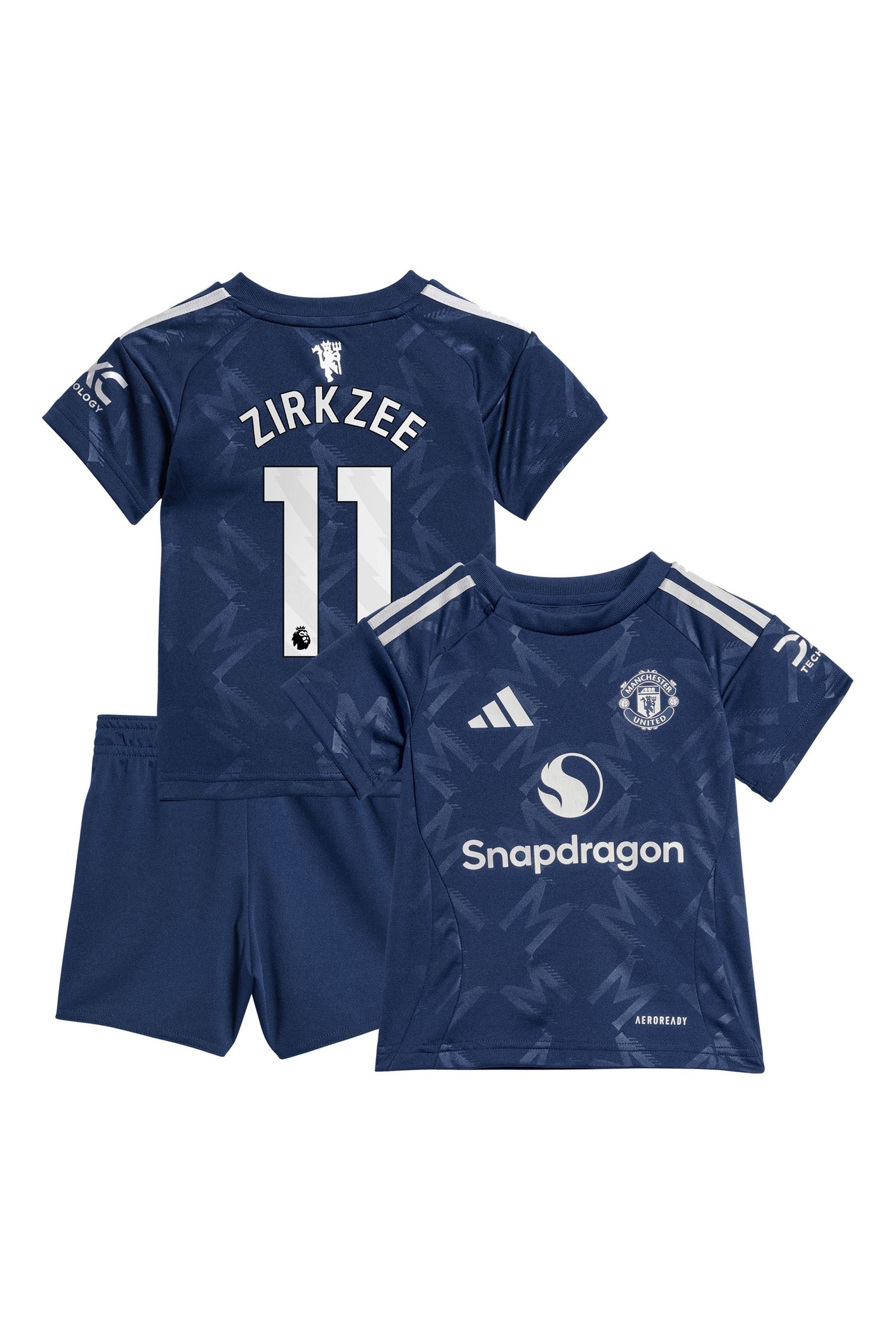 adidas Blue Manchester United EPL Away Baby Kit 2024-25 Zirkzee 11 printing