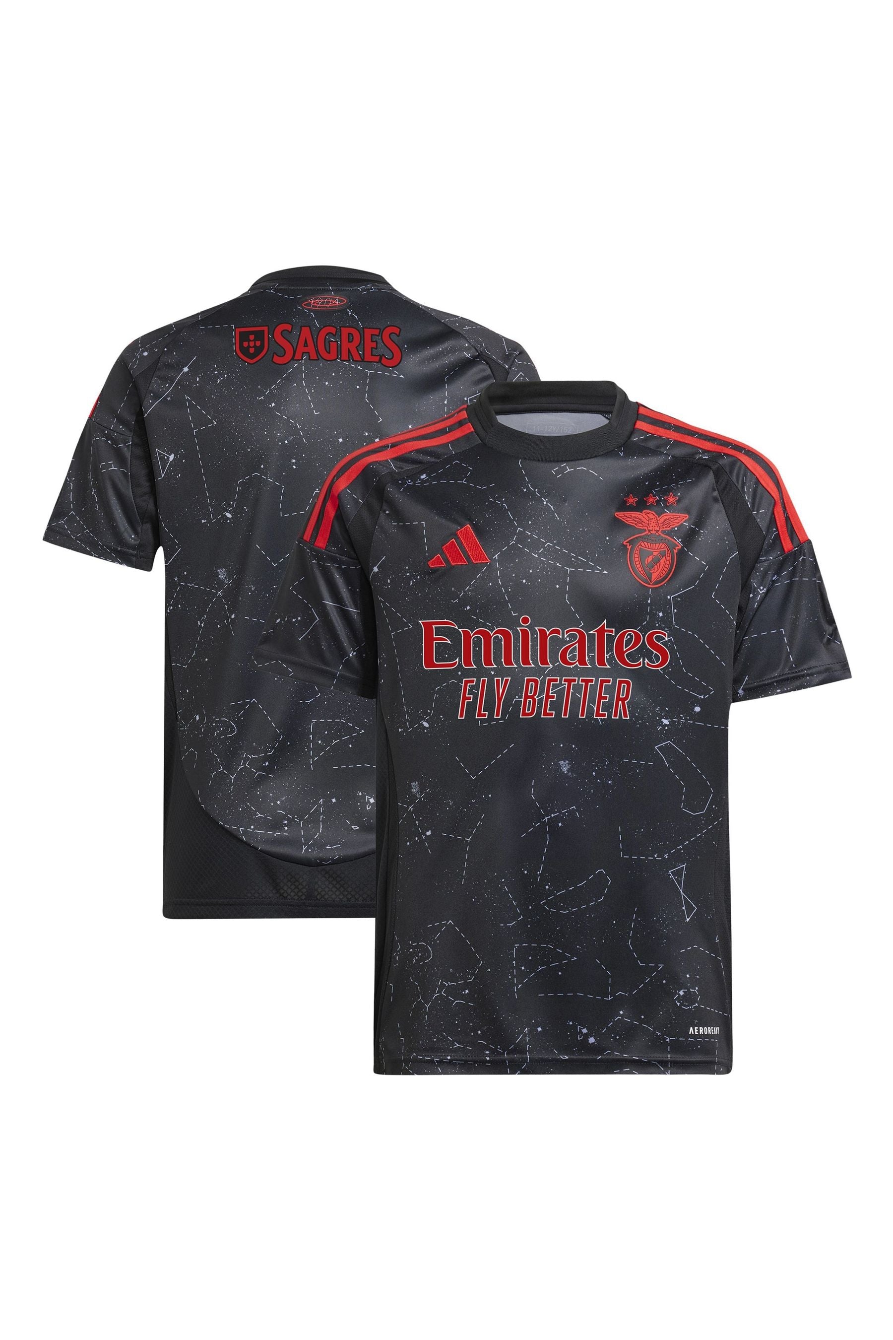 adidas Black Benfica Away Kids Shirt 2024-25