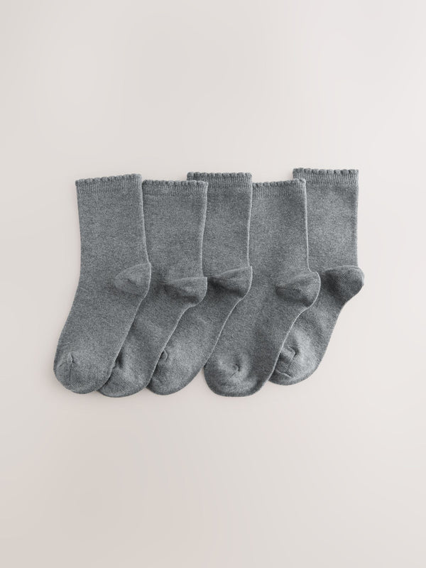 Grey Cotton Rich School Ankle Socks 5 Pack