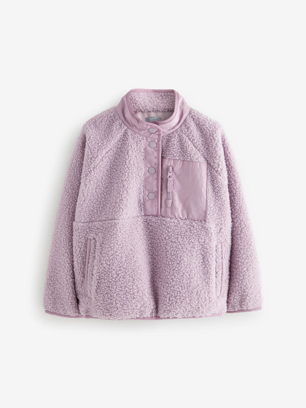 Lilac Purple Placket Borg Fleece Top (3-16yrs)