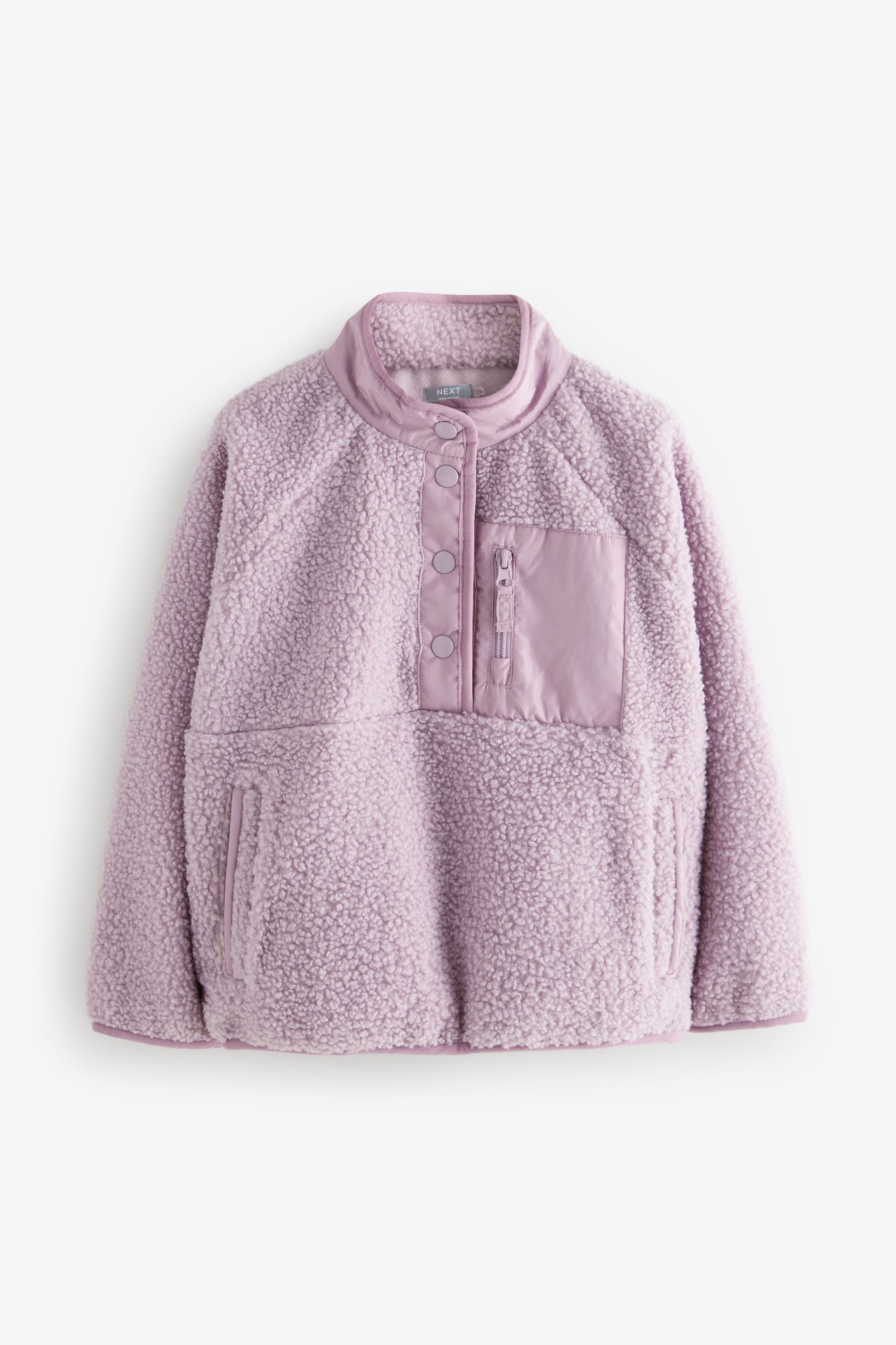 Lilac Purple Placket Borg Fleece Top (3-16yrs)