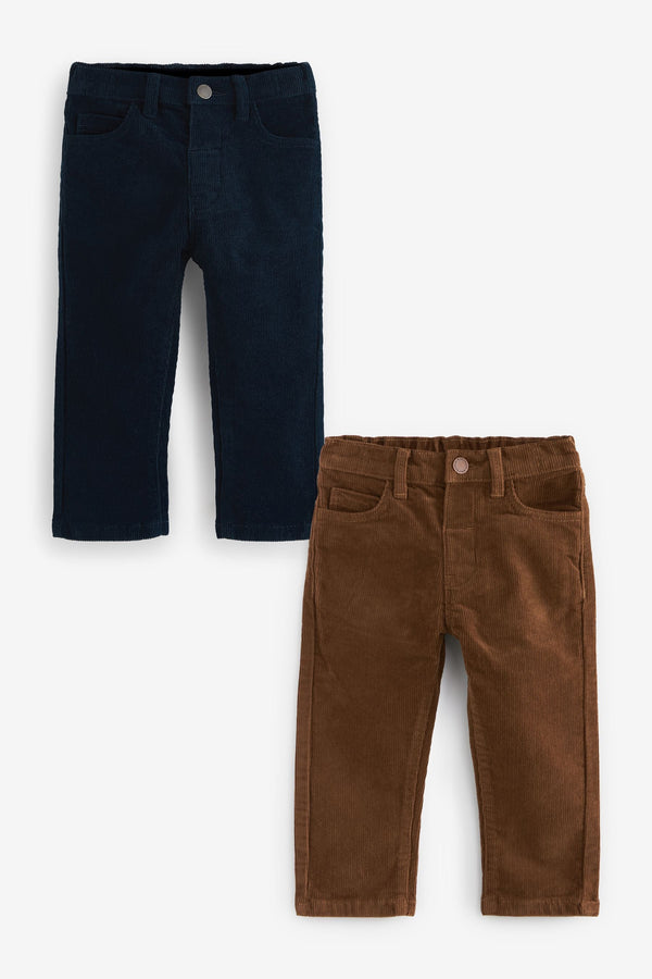 Navy/Tan Brown Corduroy Trousers 2 Pack (3mths-7yrs)