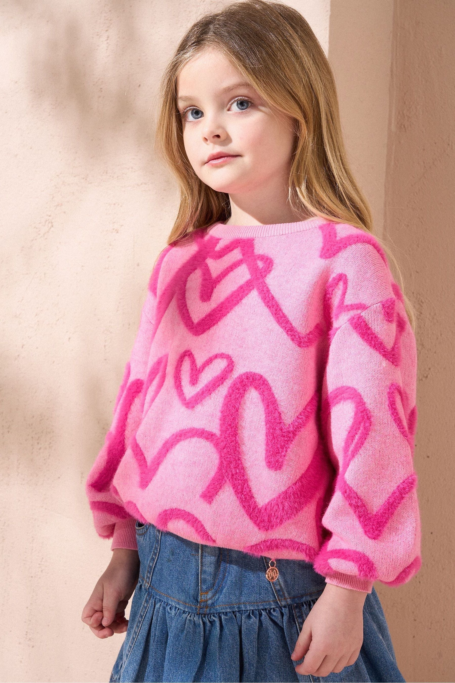 Angel & Rocket Pink Harlow Pink Heart Jumper