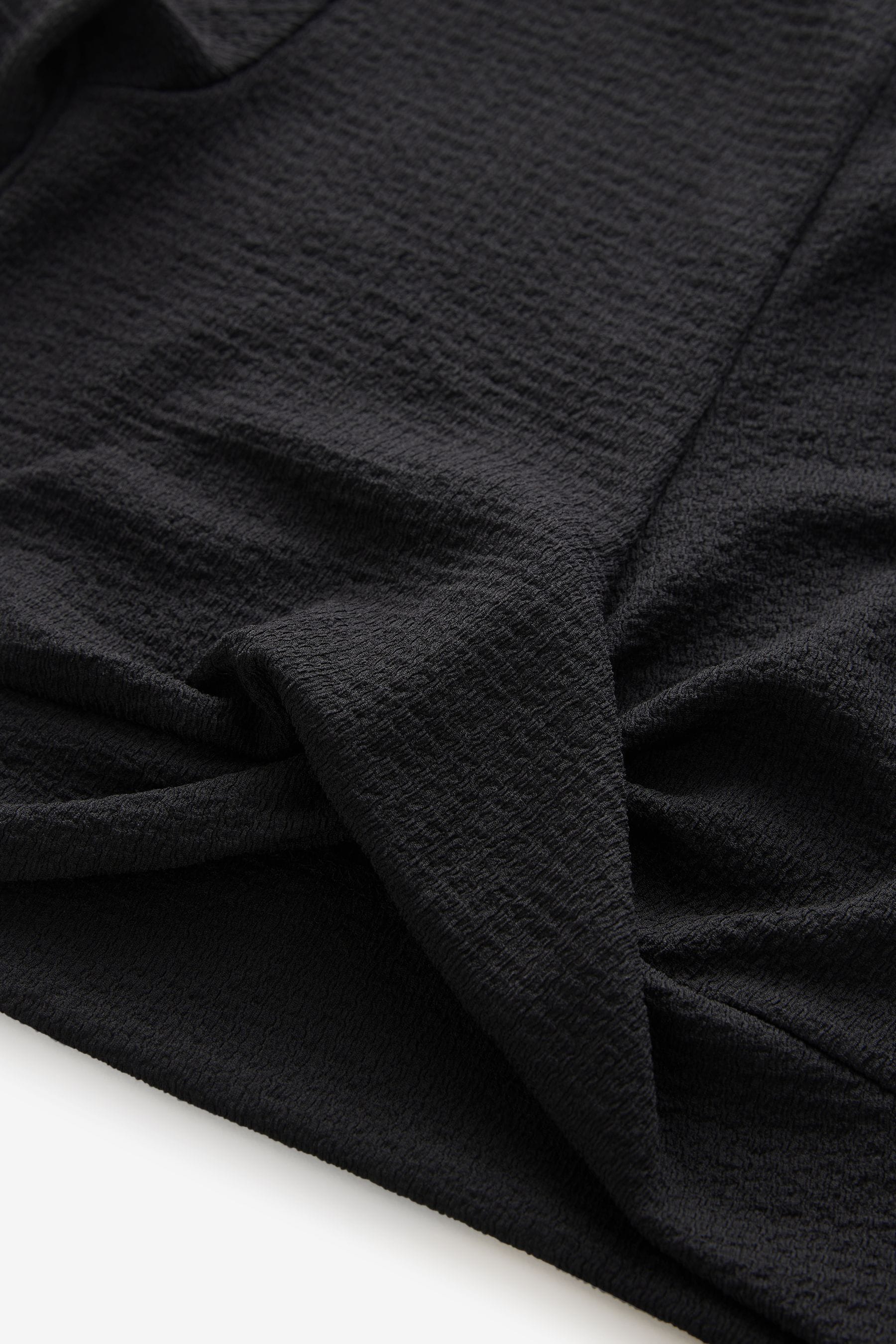 Black Wrap Front Textured Long Sleeve Top (3-16yrs)