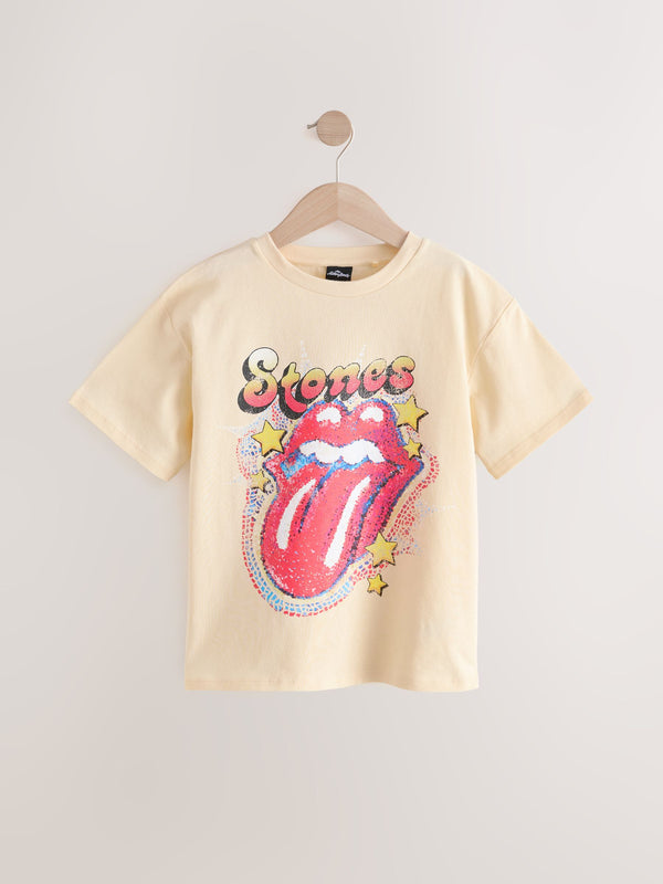 Cream Oversized Rolling Stones Band License 100% Cotton T-Shirt (3-16yrs)