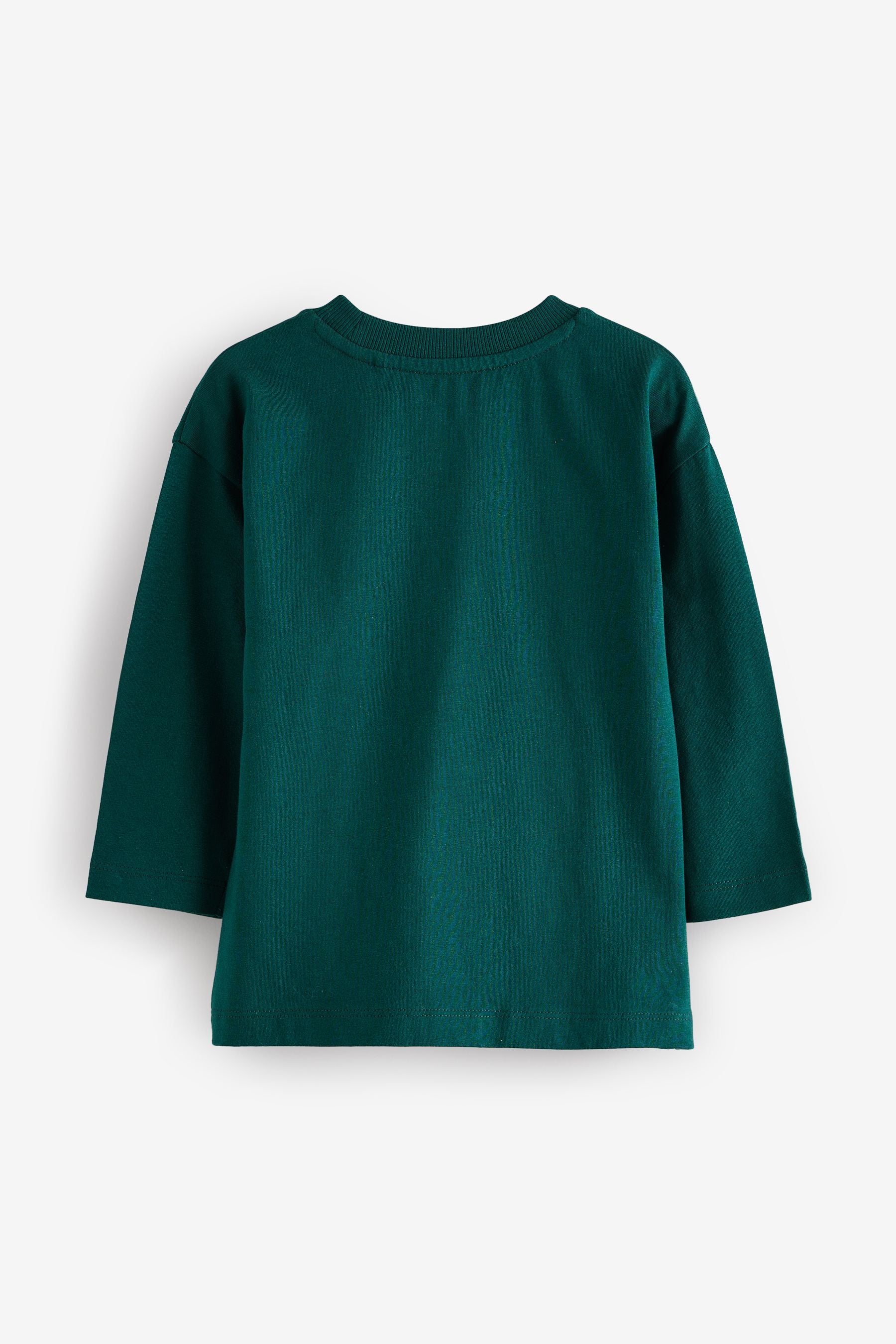 Bottle Green 100% Cotton Long Sleeve Character T-Shirt (3mths-7yrs)