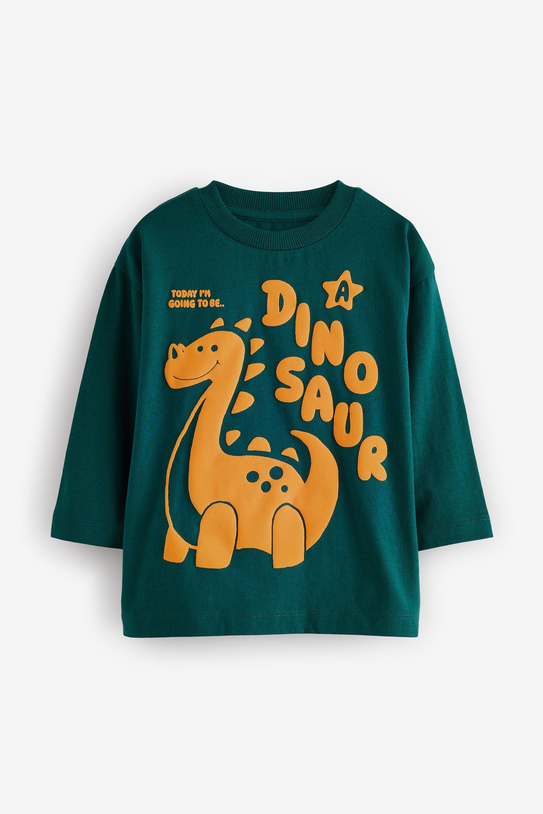 Bottle Green 100% Cotton Long Sleeve Character T-Shirt (3mths-7yrs)