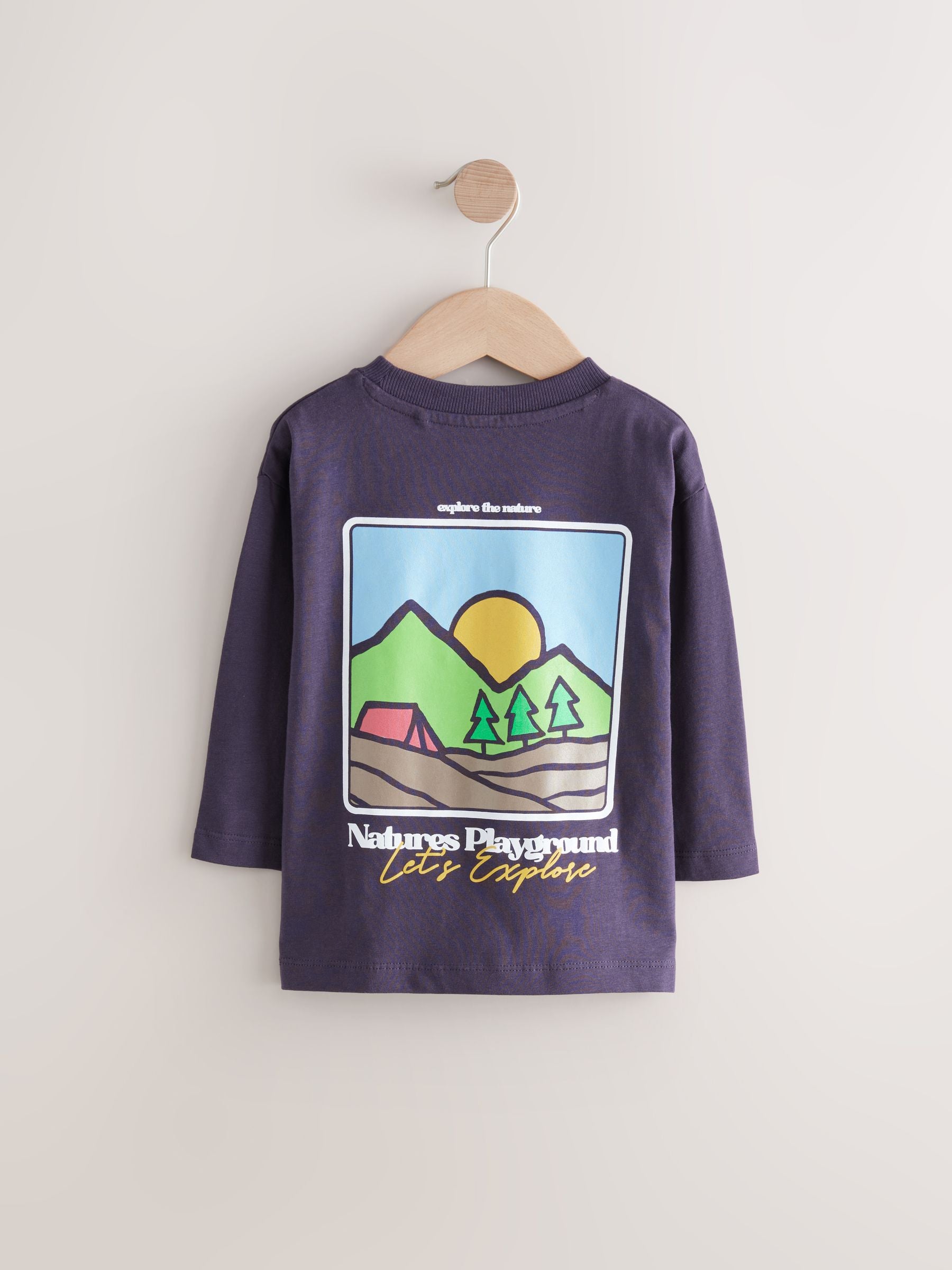 Purple Back Print Long Sleeve 100% Cotton T-Shirt (3mths-7yrs)