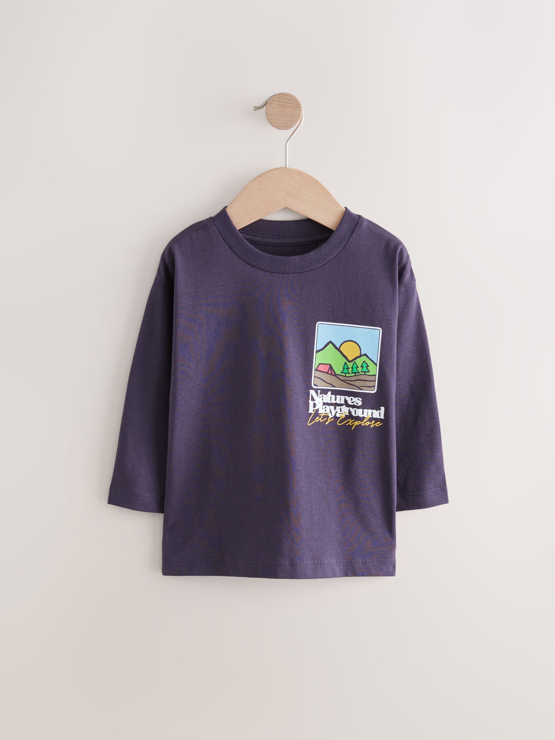 Purple Back Print Long Sleeve 100% Cotton T-Shirt (3mths-7yrs)