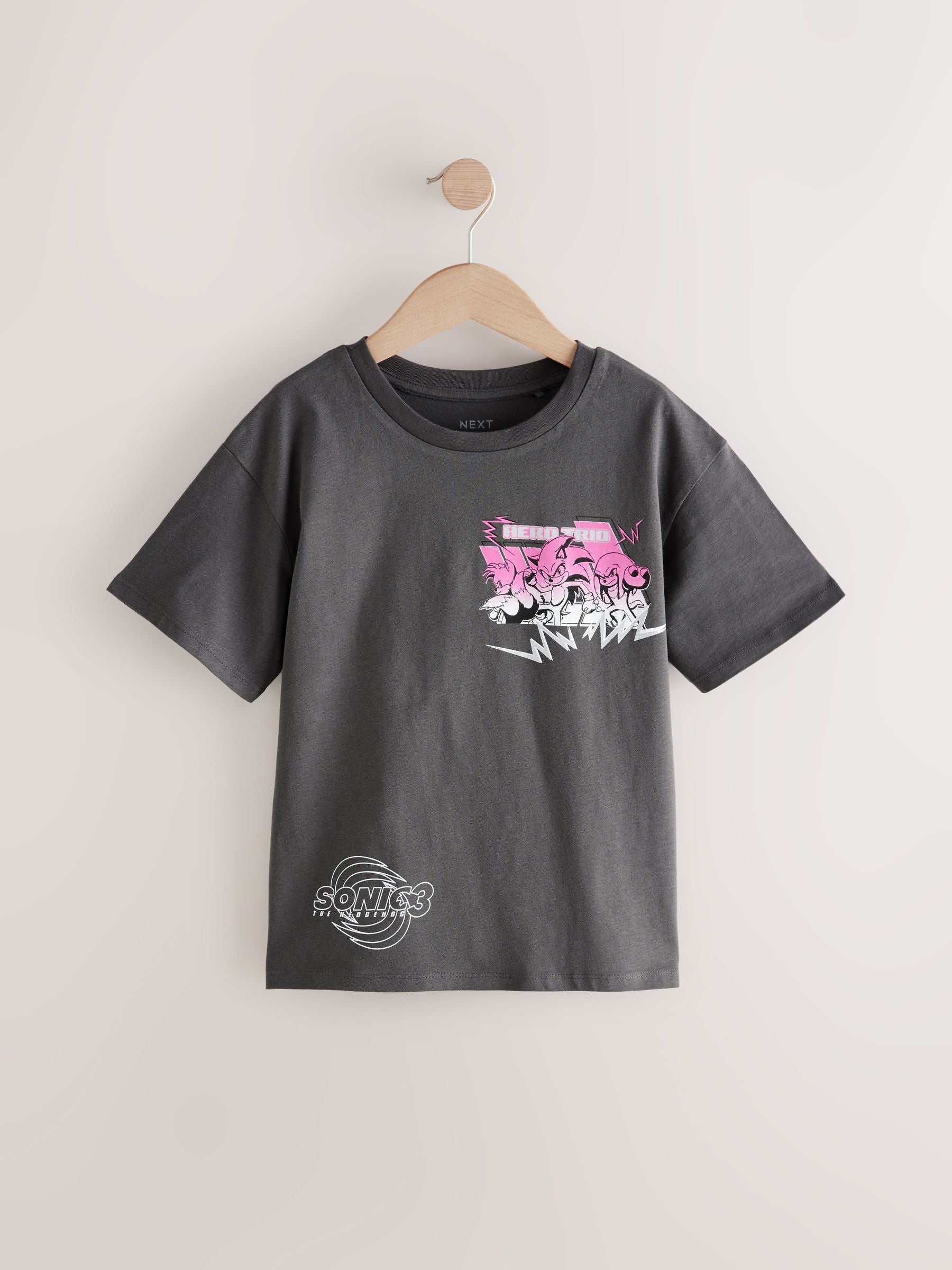 Charcoal Grey Sonic 3 Movie Oversized License 100% Cotton T-Shirt (3-16yrs)