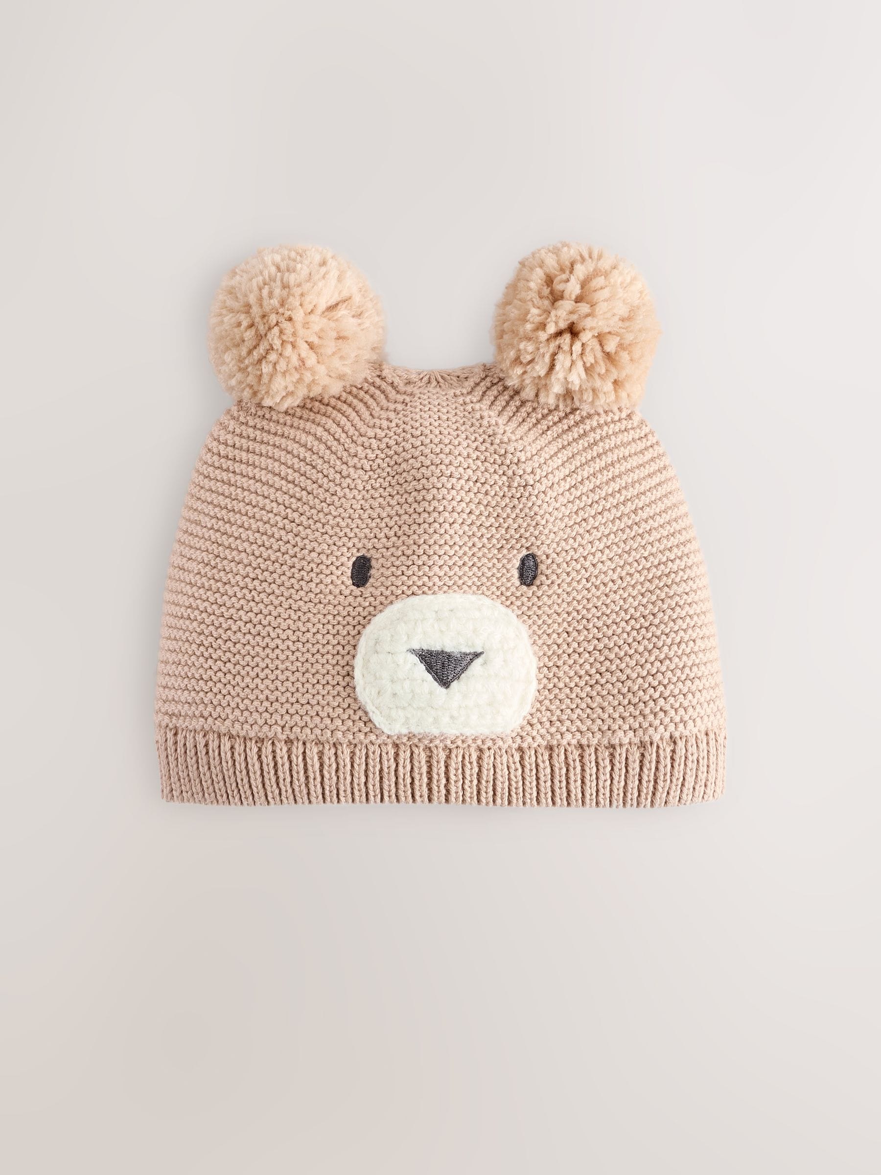 Neutral Delicate Double Pom Baby Hat