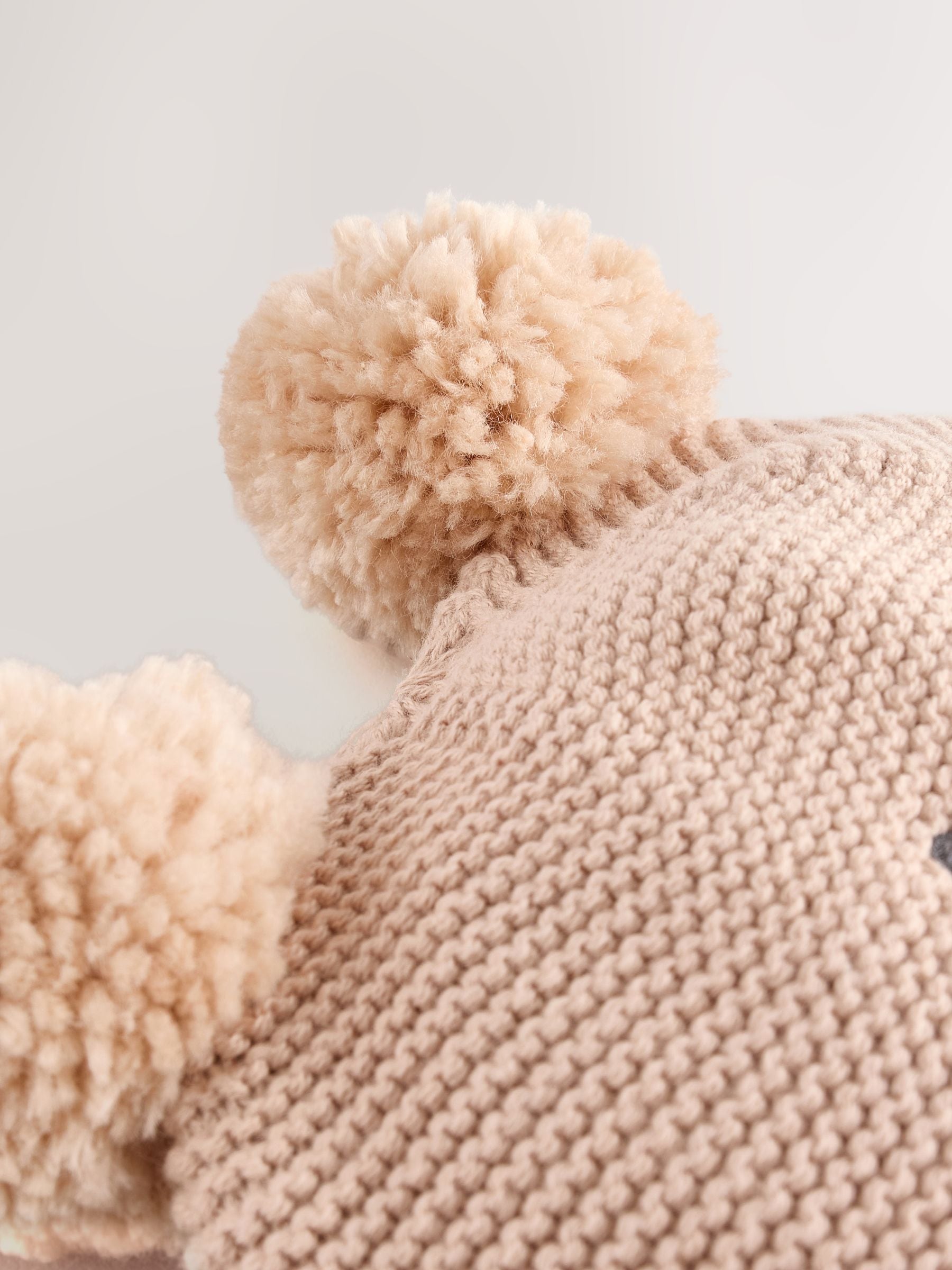 Neutral Delicate Double Pom Baby Hat