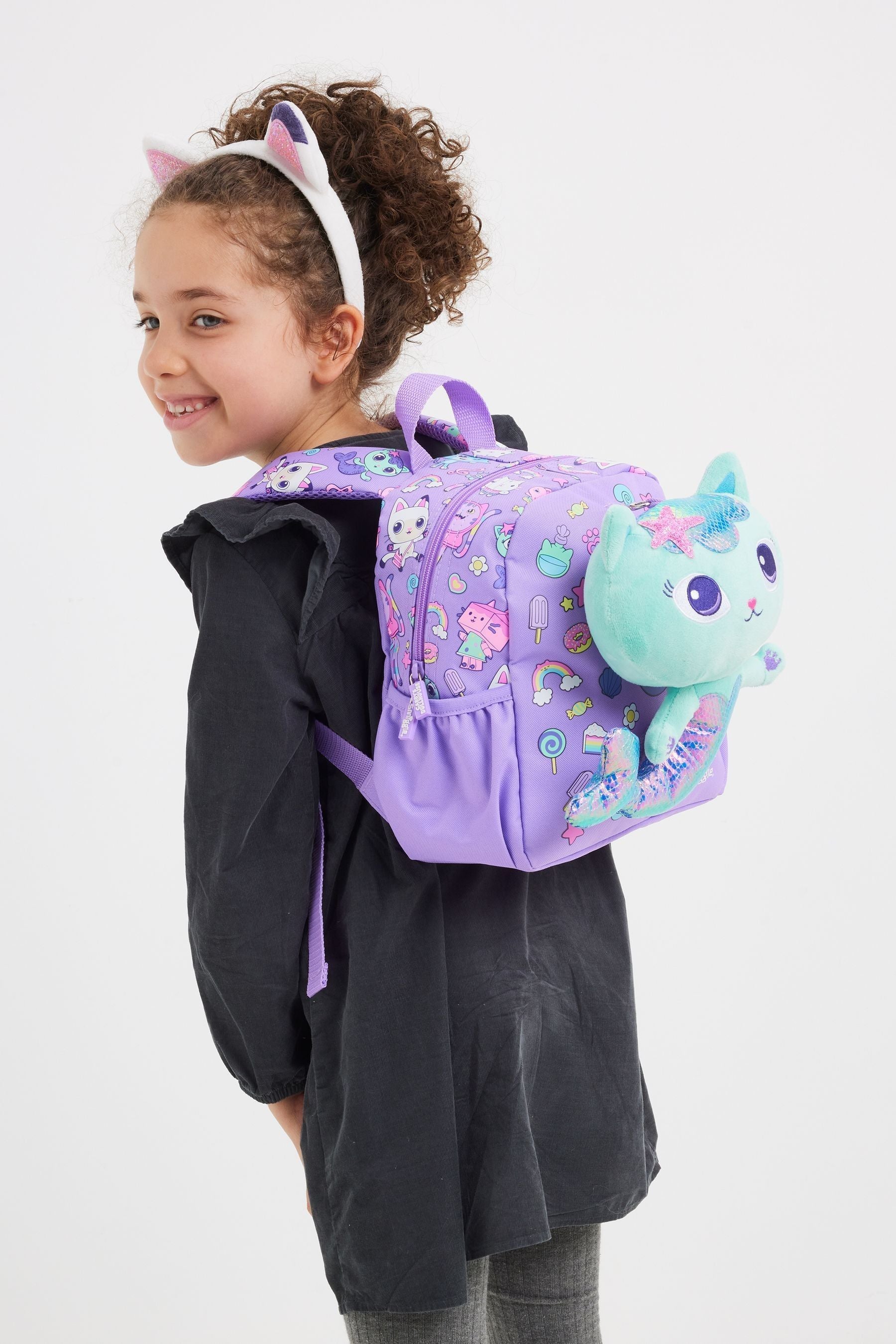 Smiggle Purple Gabbys Dollhouse Teeny Tiny Backpack With Removable Plush Toy