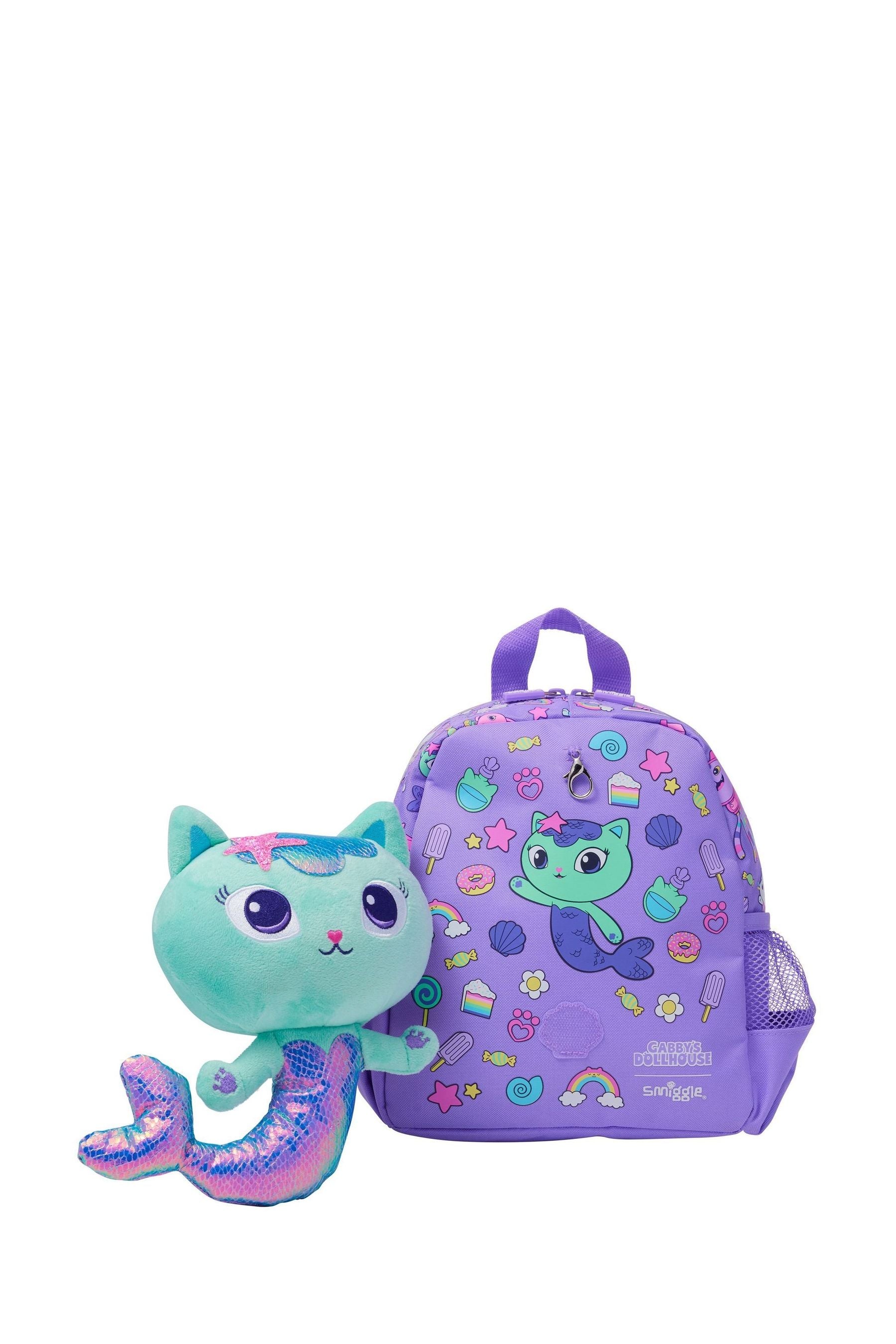 Smiggle Purple Gabbys Dollhouse Teeny Tiny Backpack With Removable Plush Toy