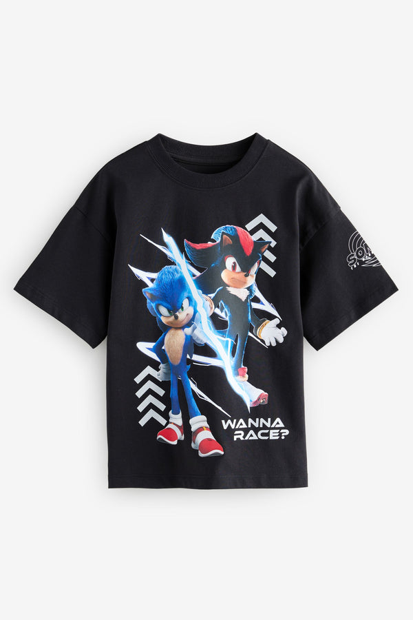 Black Sonic The Hedgehog 3 Official Movie Graphic 100% Cotton T-Shirt (7-14yrs)