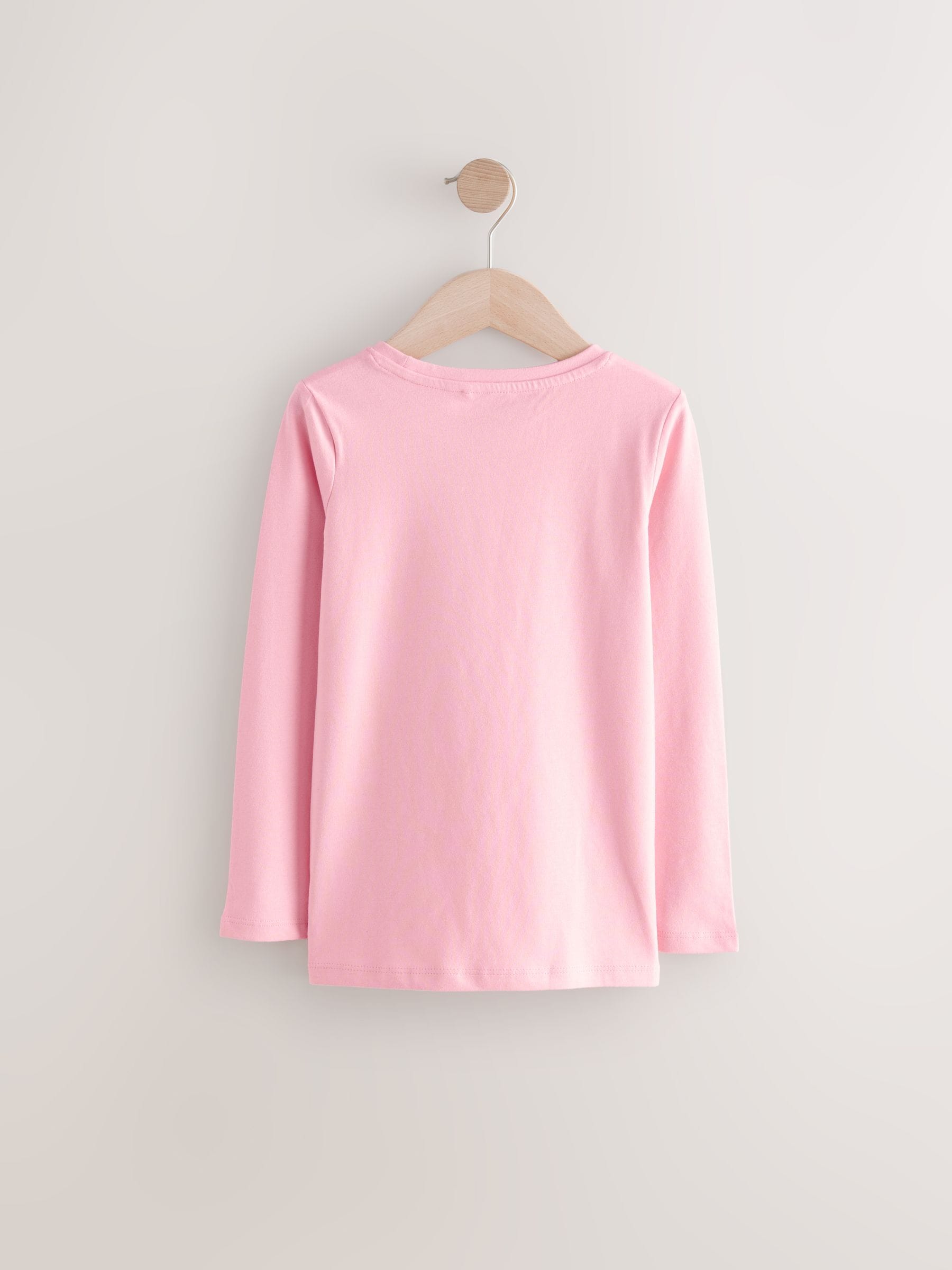 Pink Cute Cat Long Sleeve 100% Cotton T-Shirt (3-16yrs)