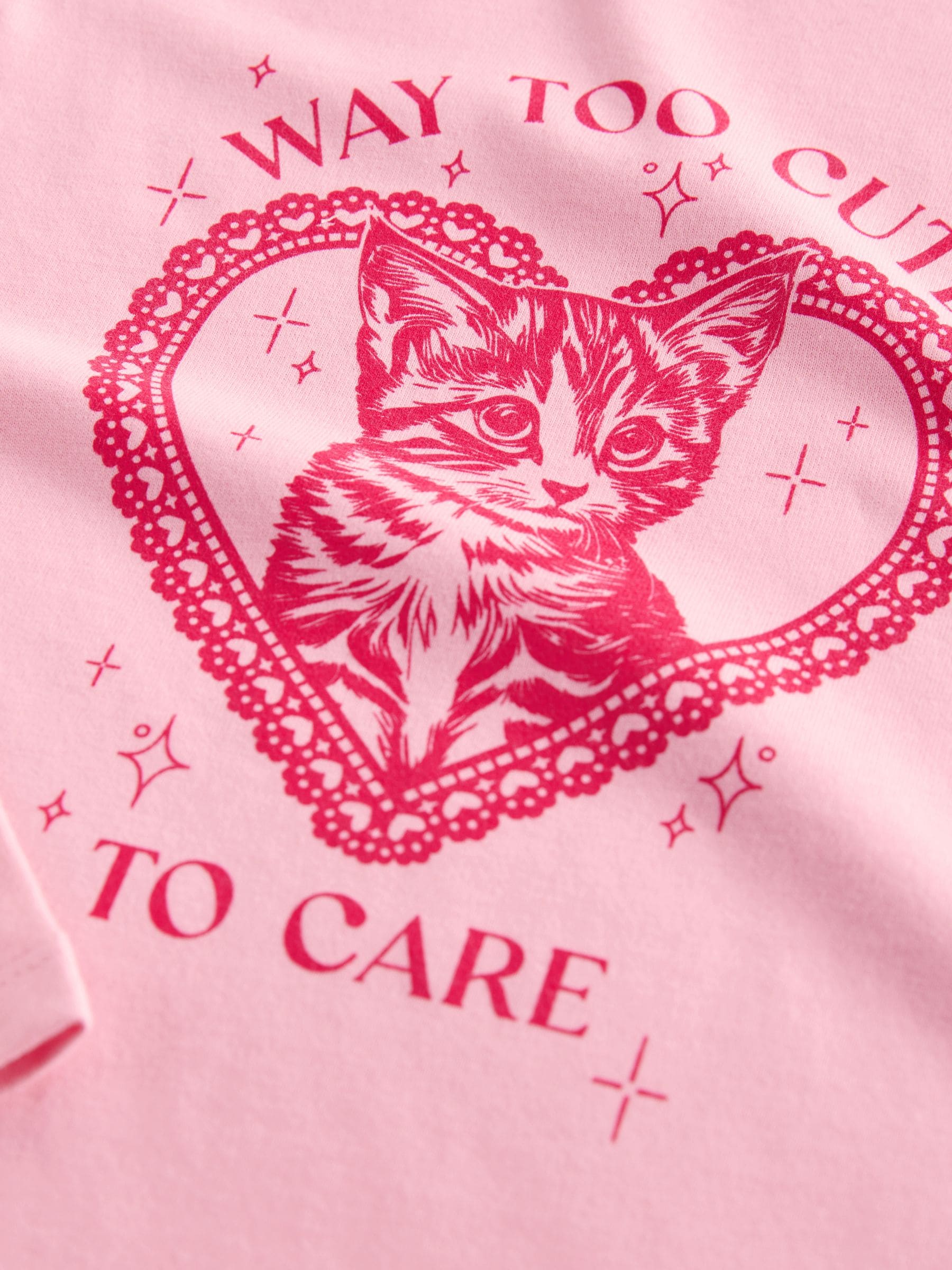 Pink Cute Cat Long Sleeve 100% Cotton T-Shirt (3-16yrs)