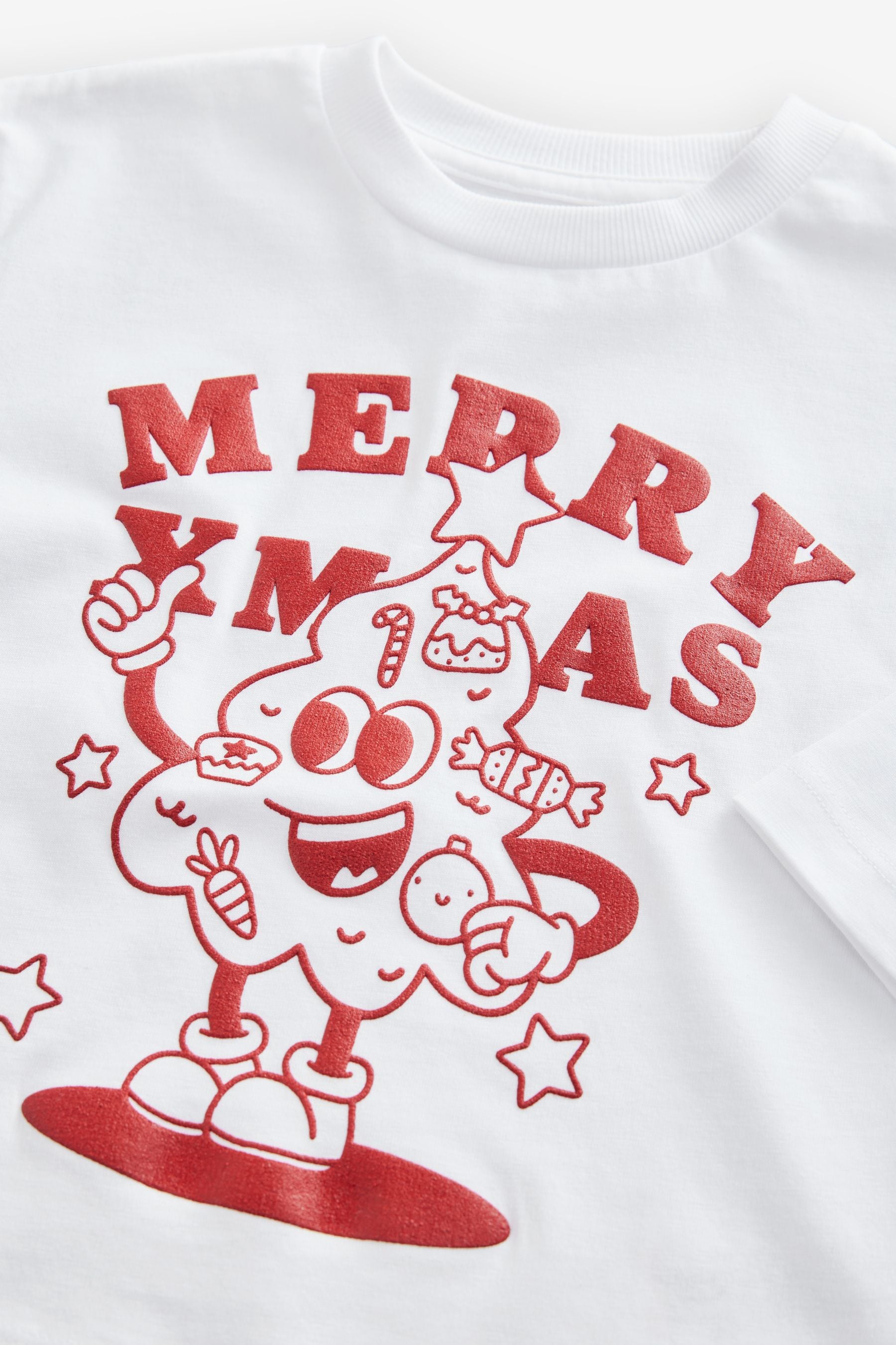 White Long Sleeves Christmas 100% Cotton T-Shirt (3mths-7yrs)