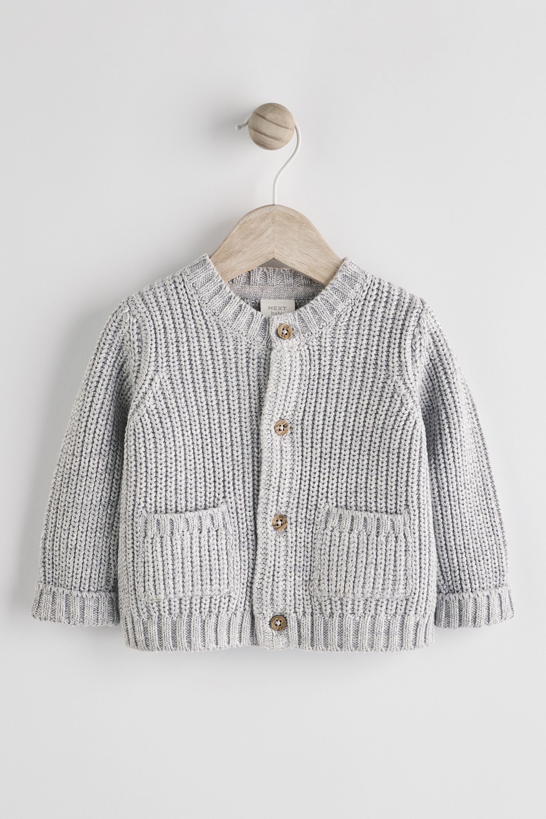 Grey Born In 2025 Baby Knitted Cardigan