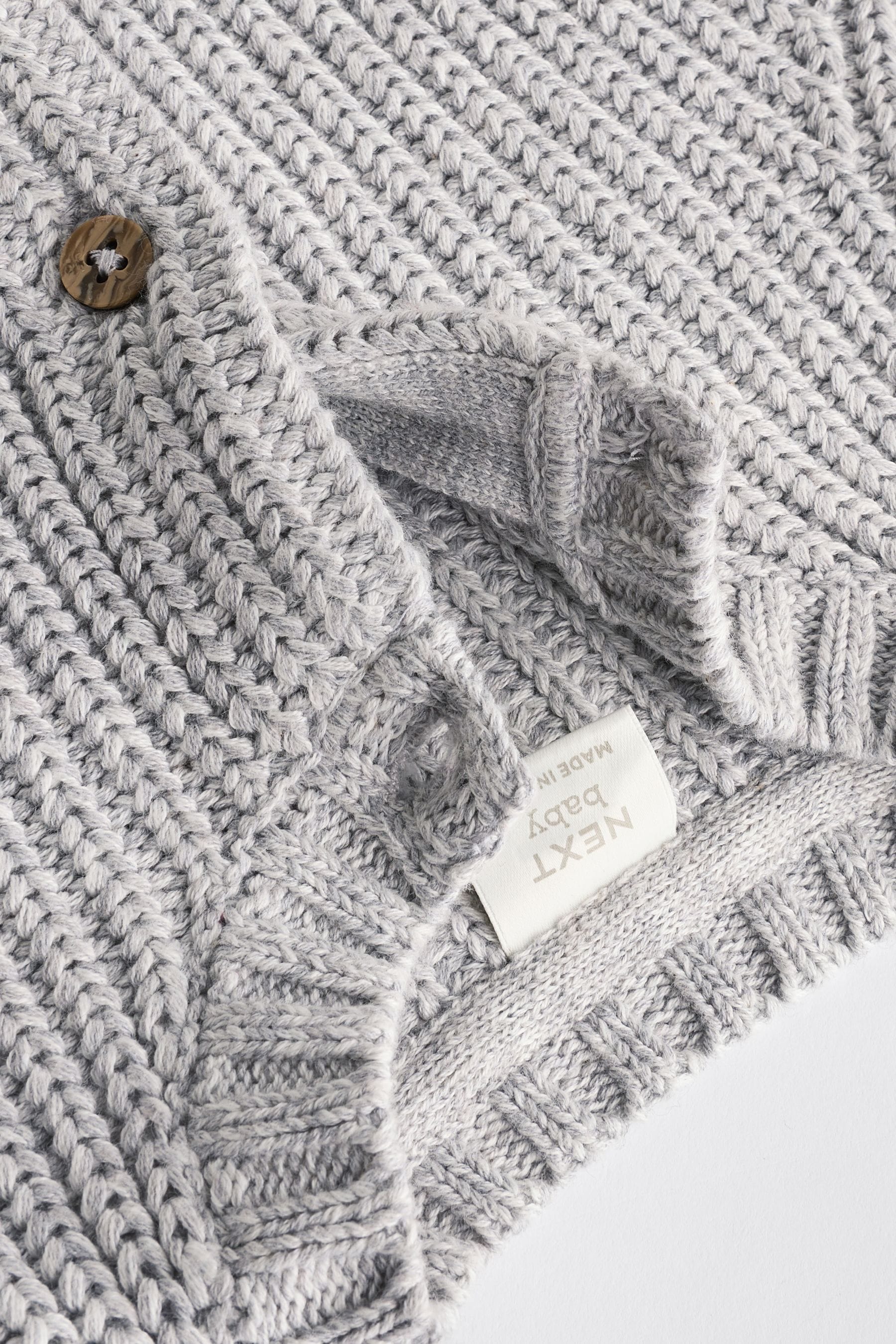 Grey Born In 2025 Baby Knitted Cardigan