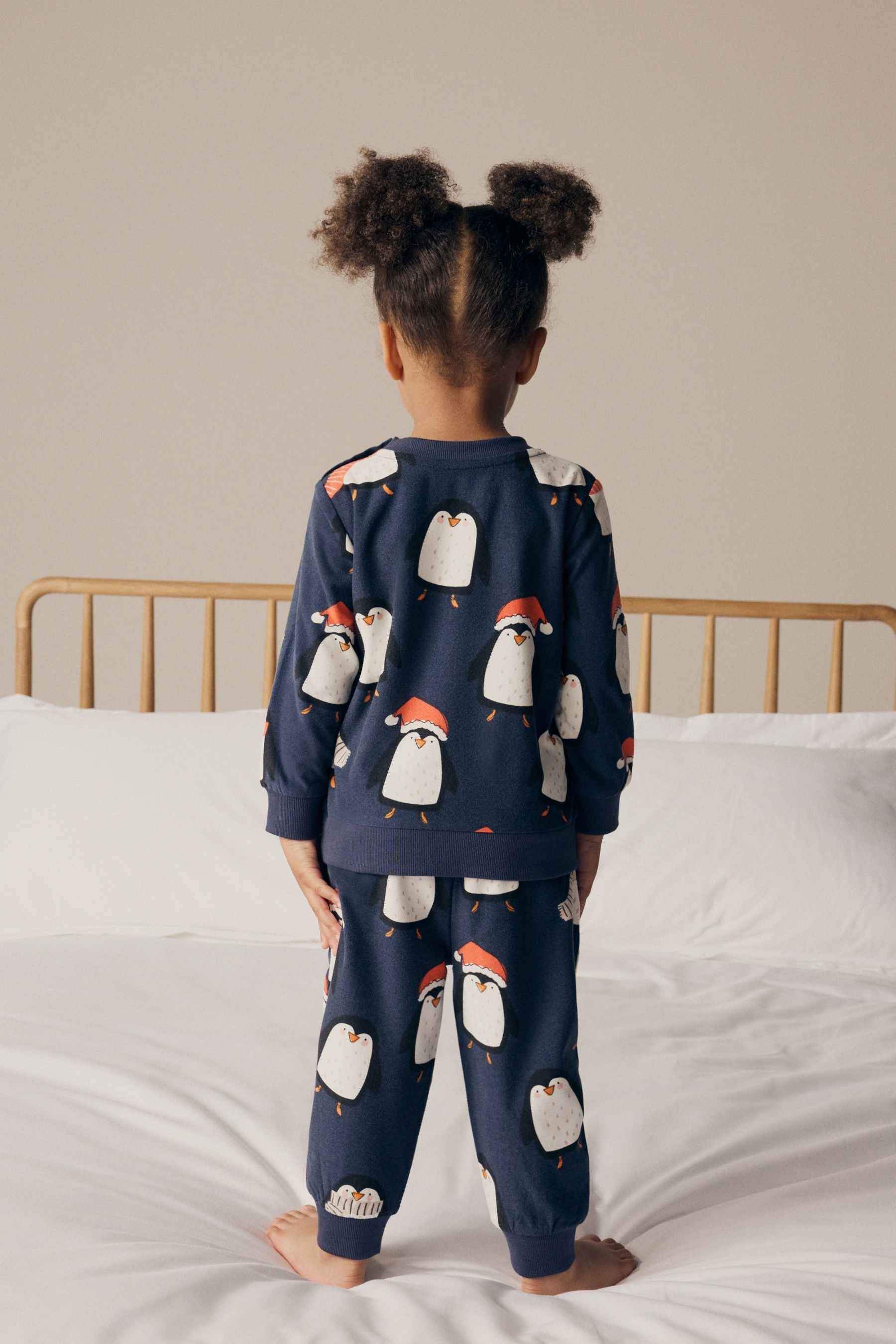 Navy Blue Matching Family Kids Christmas Penguin Pyjamas (9mths-16yrs)