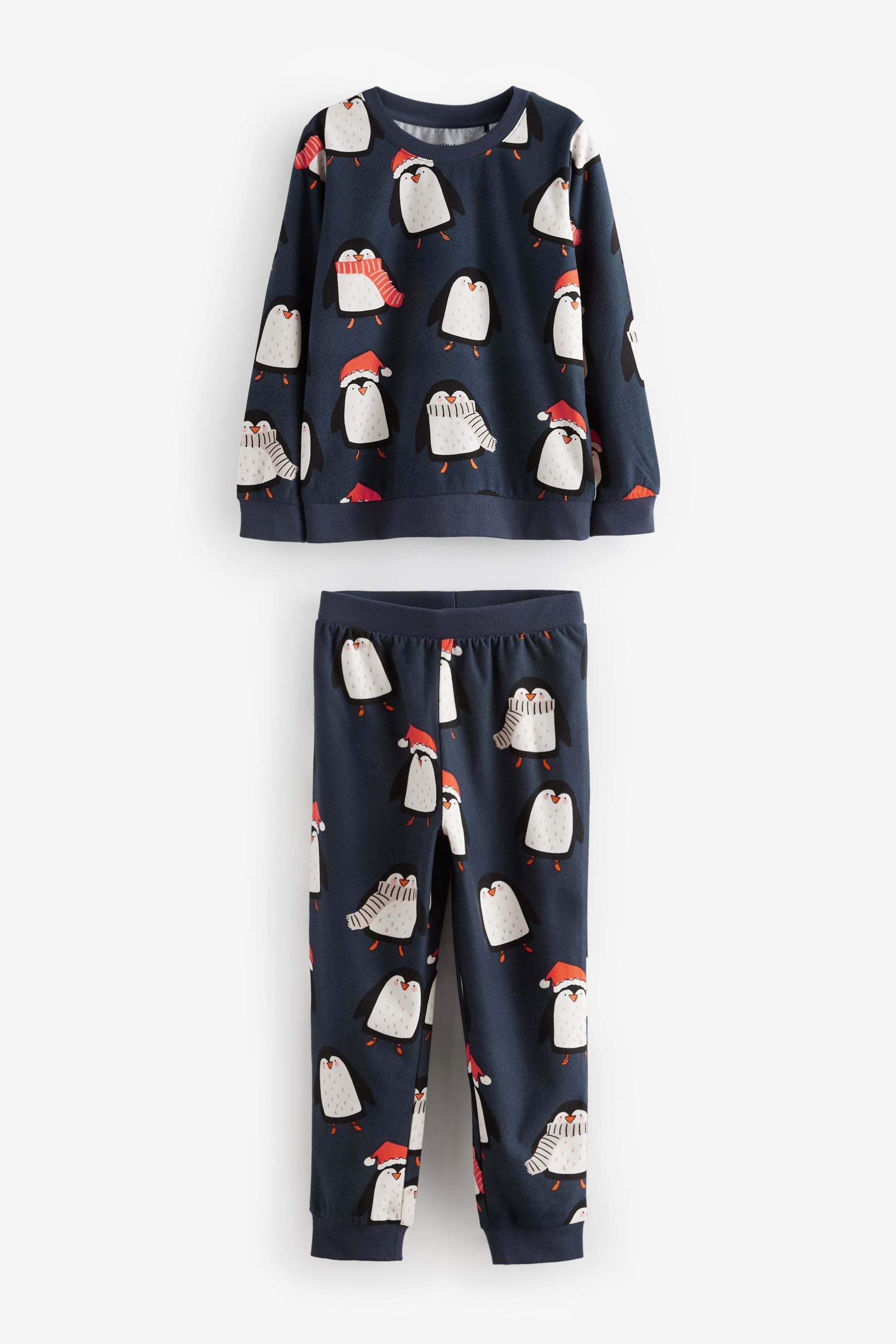 Navy Blue Matching Family Kids Christmas Penguin Pyjamas (9mths-16yrs)