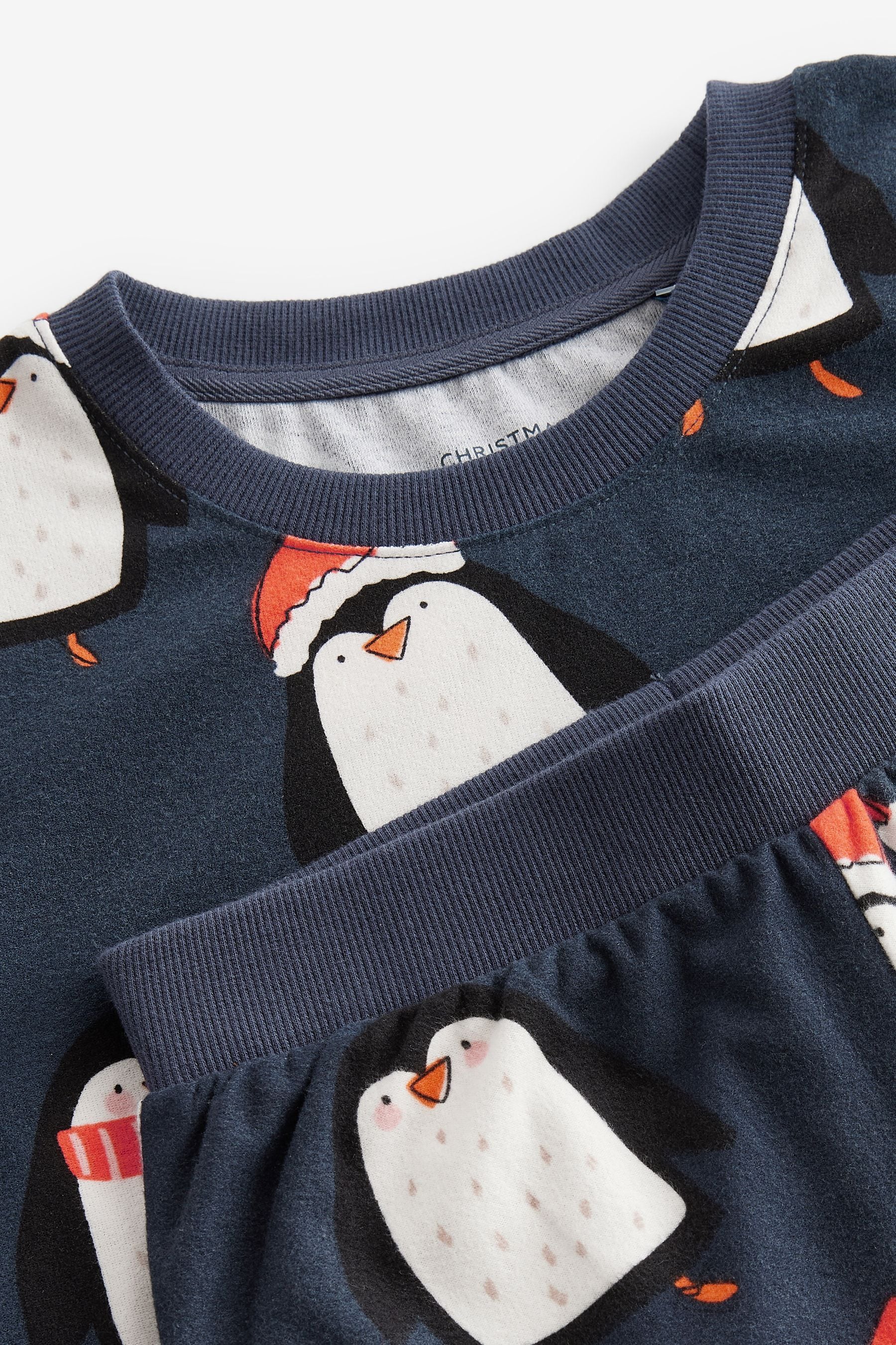 Navy Blue Matching Family Kids Christmas Penguin Pyjamas (9mths-16yrs)