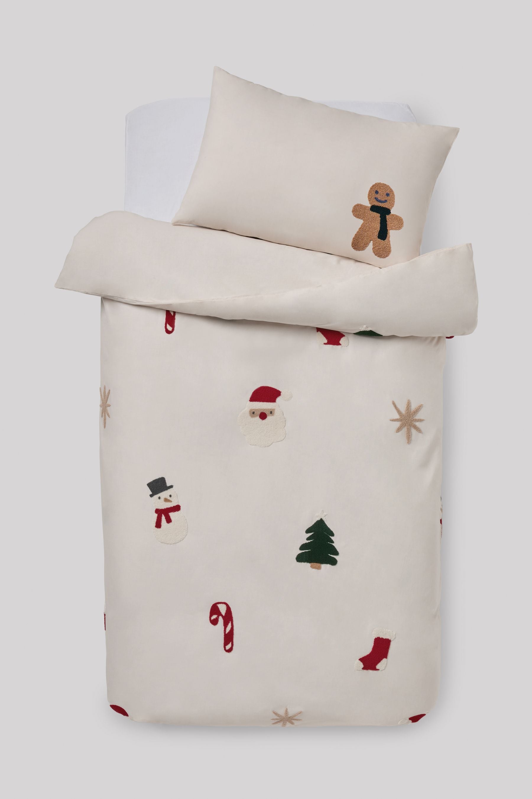 Santa & Friends Tufted Christmas Duvet Cover and Pillowcase Set