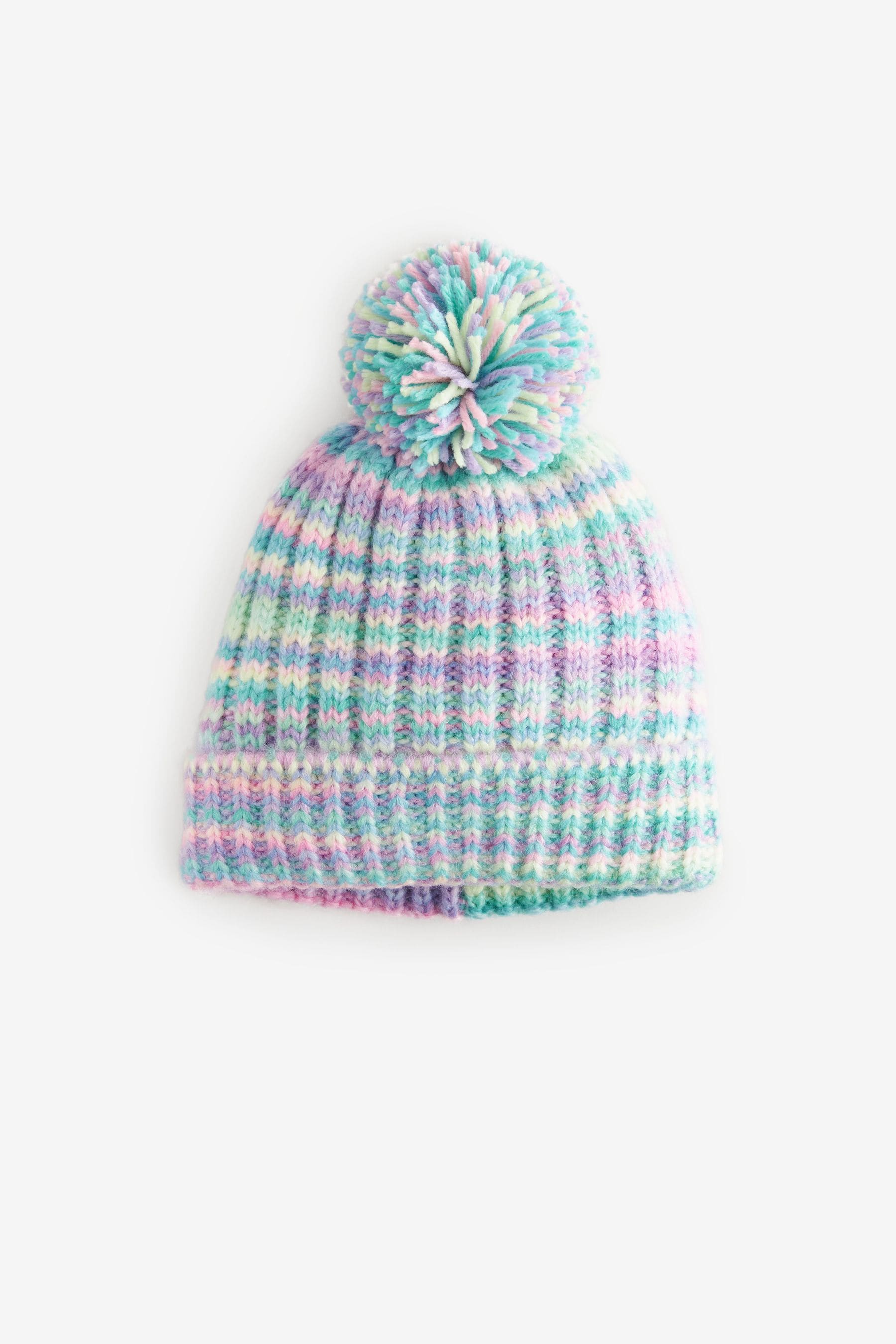 Blue/Green Ombre Pom Beanie Hat (3-16yrs)