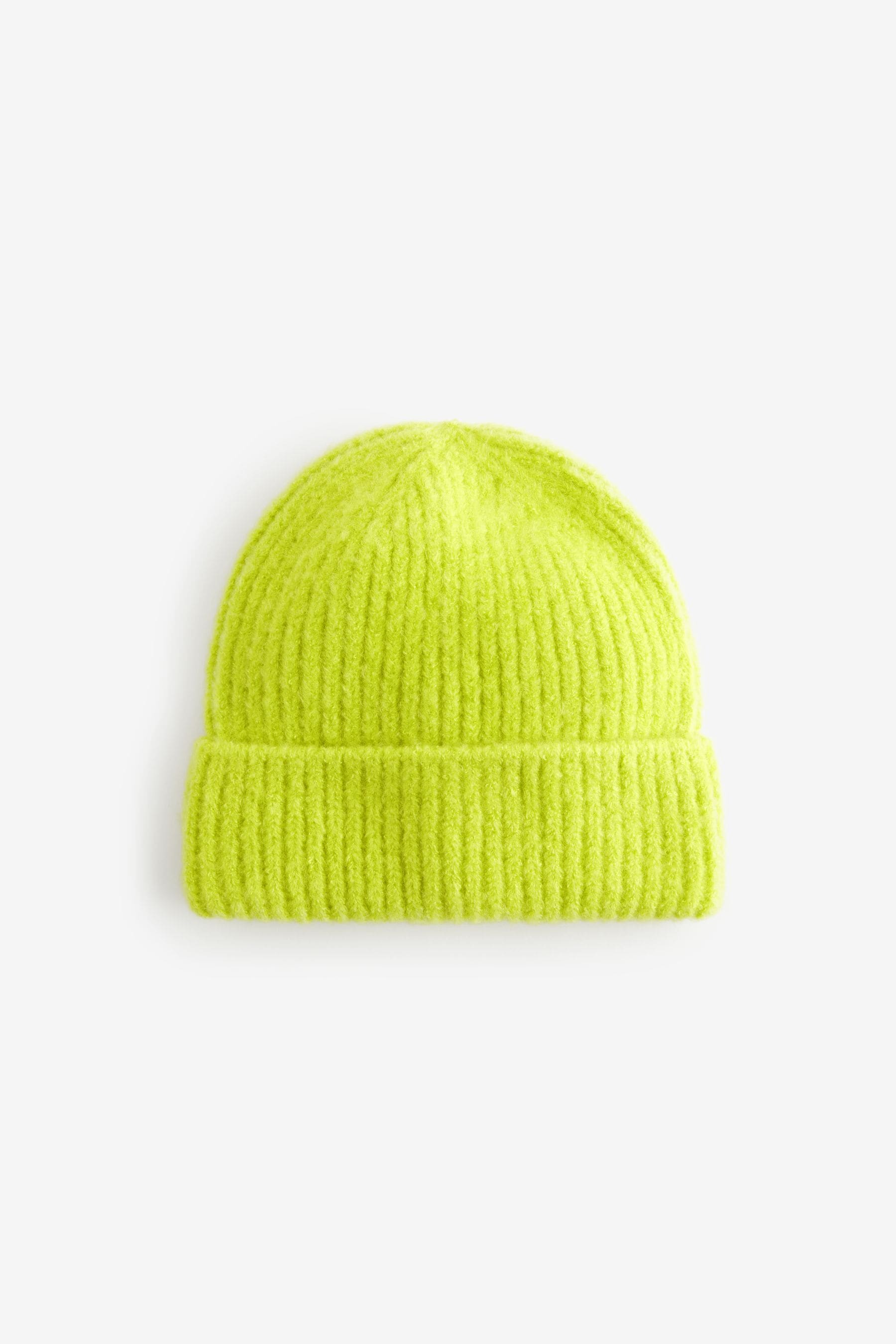 Lime Green Chunky Rib Beanie Hat (1-16yrs)