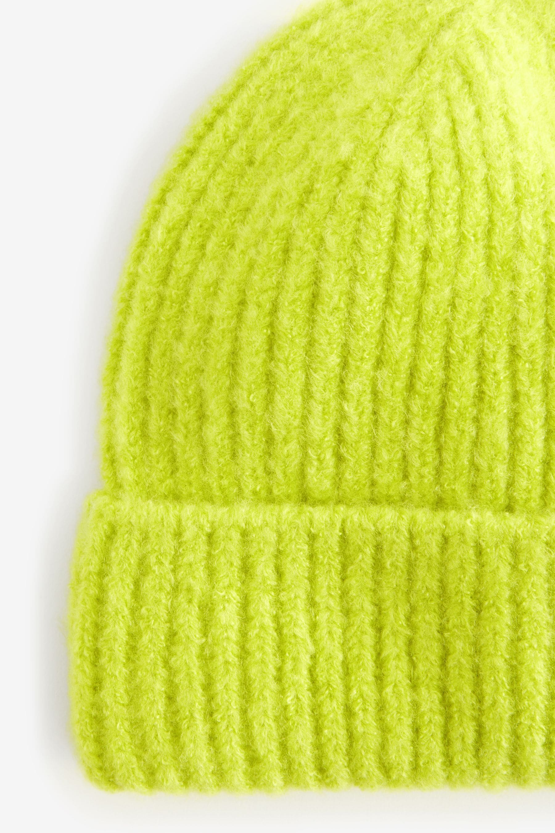 Lime Green Chunky Rib Beanie Hat (1-16yrs)