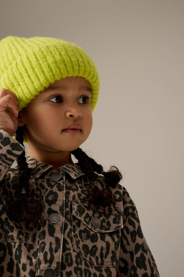 Lime Green Chunky Rib Beanie Hat (1-16yrs)