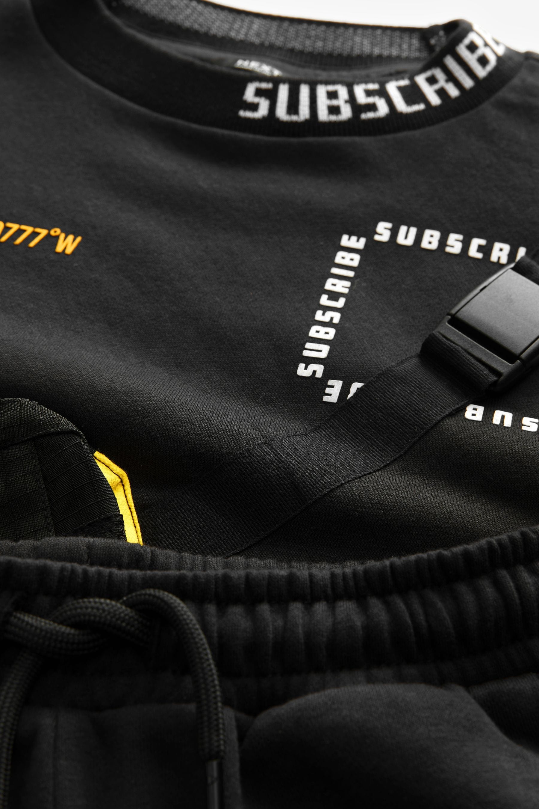 Black Subscribe Bag Crew Sweat and Joggers Set (3-16yrs)