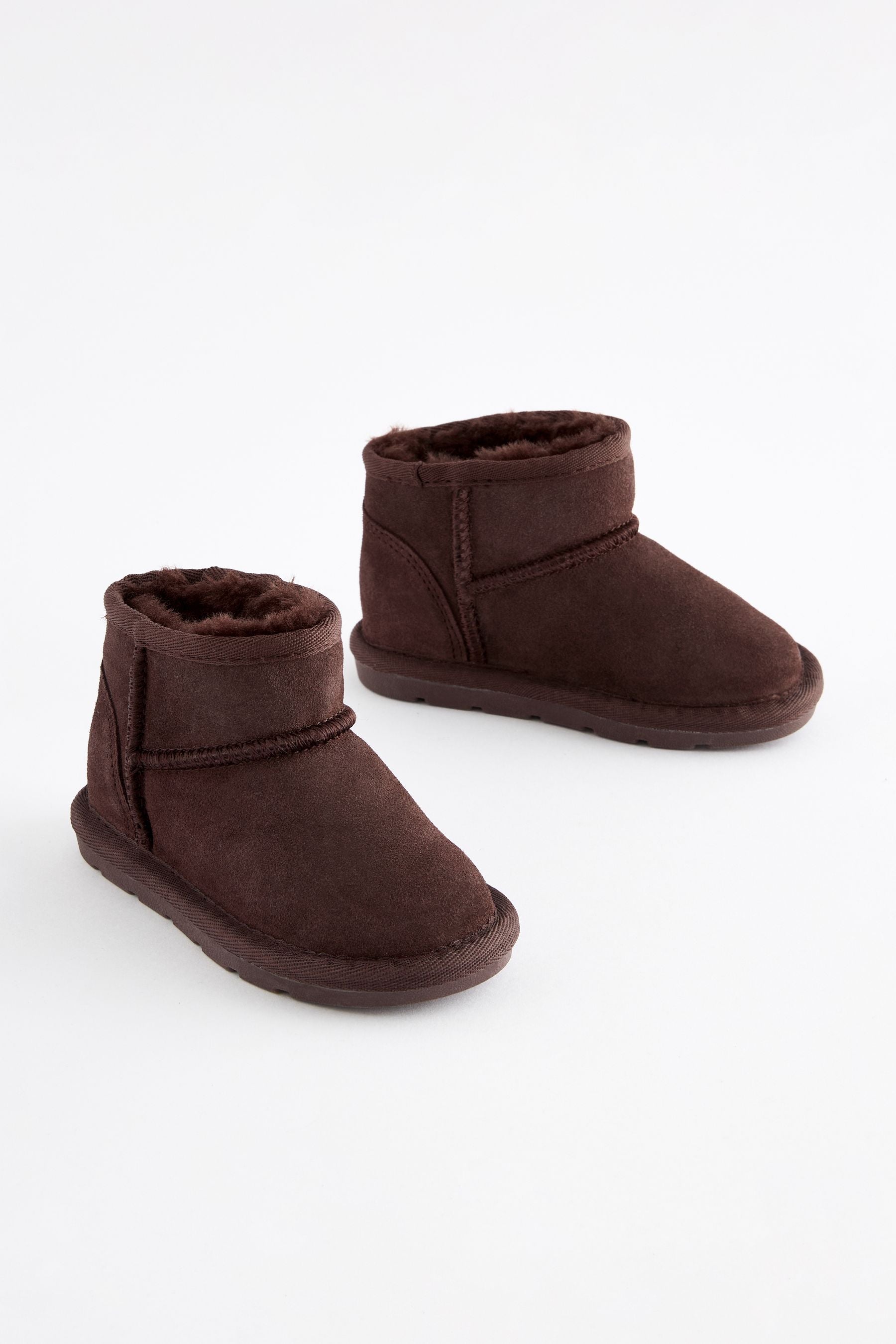 Brown Mini Mini Suede Zip Pull On Ankle Boots