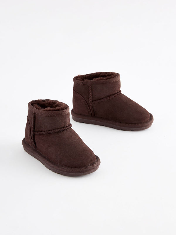 Brown Suede Pull On Ankle Boots