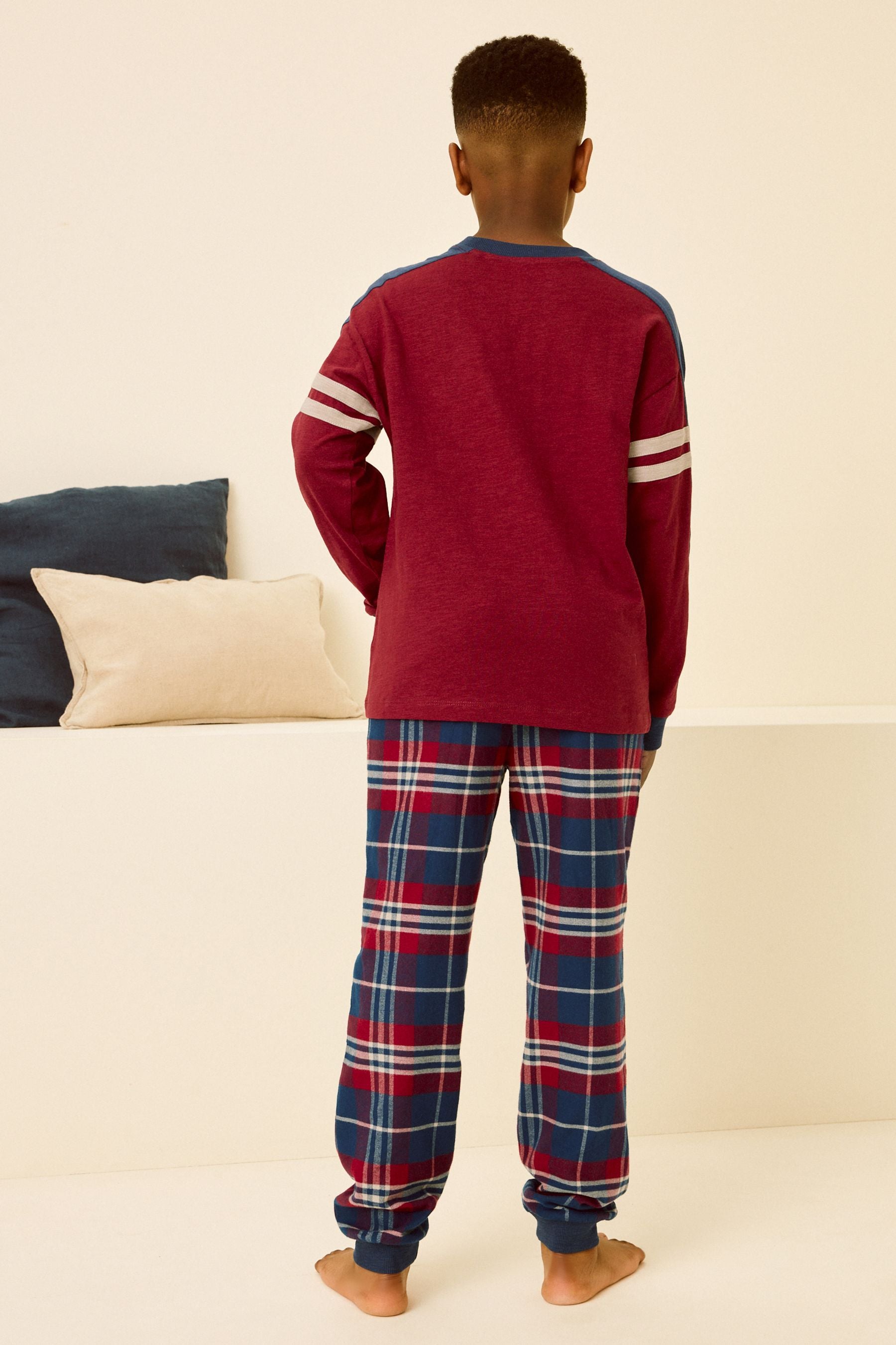 Red/Navy Single Check Woven Pyjamas (3-16yrs)