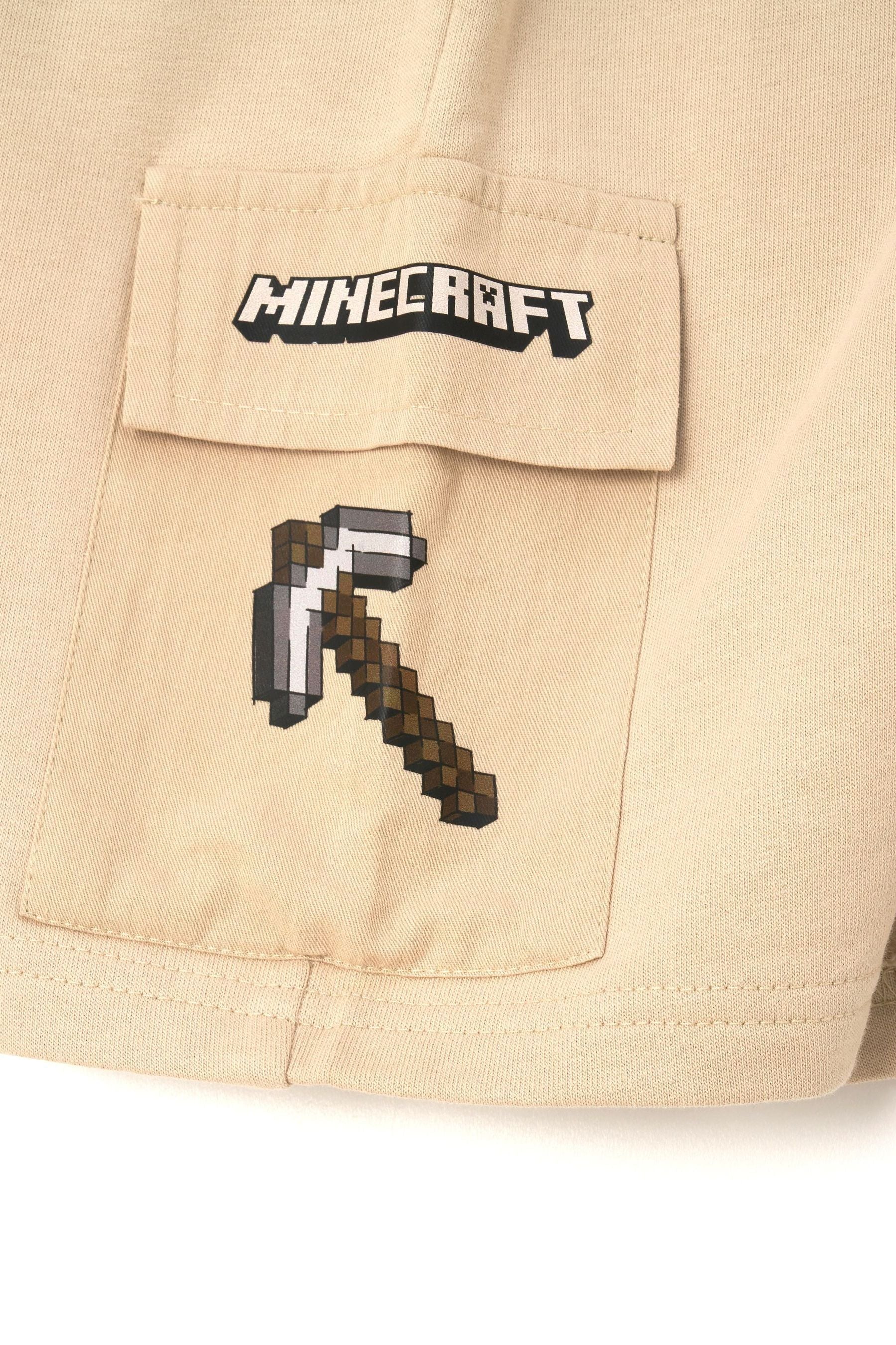 Cream Angel & Rocket Minecraft Print Pocket Shorts