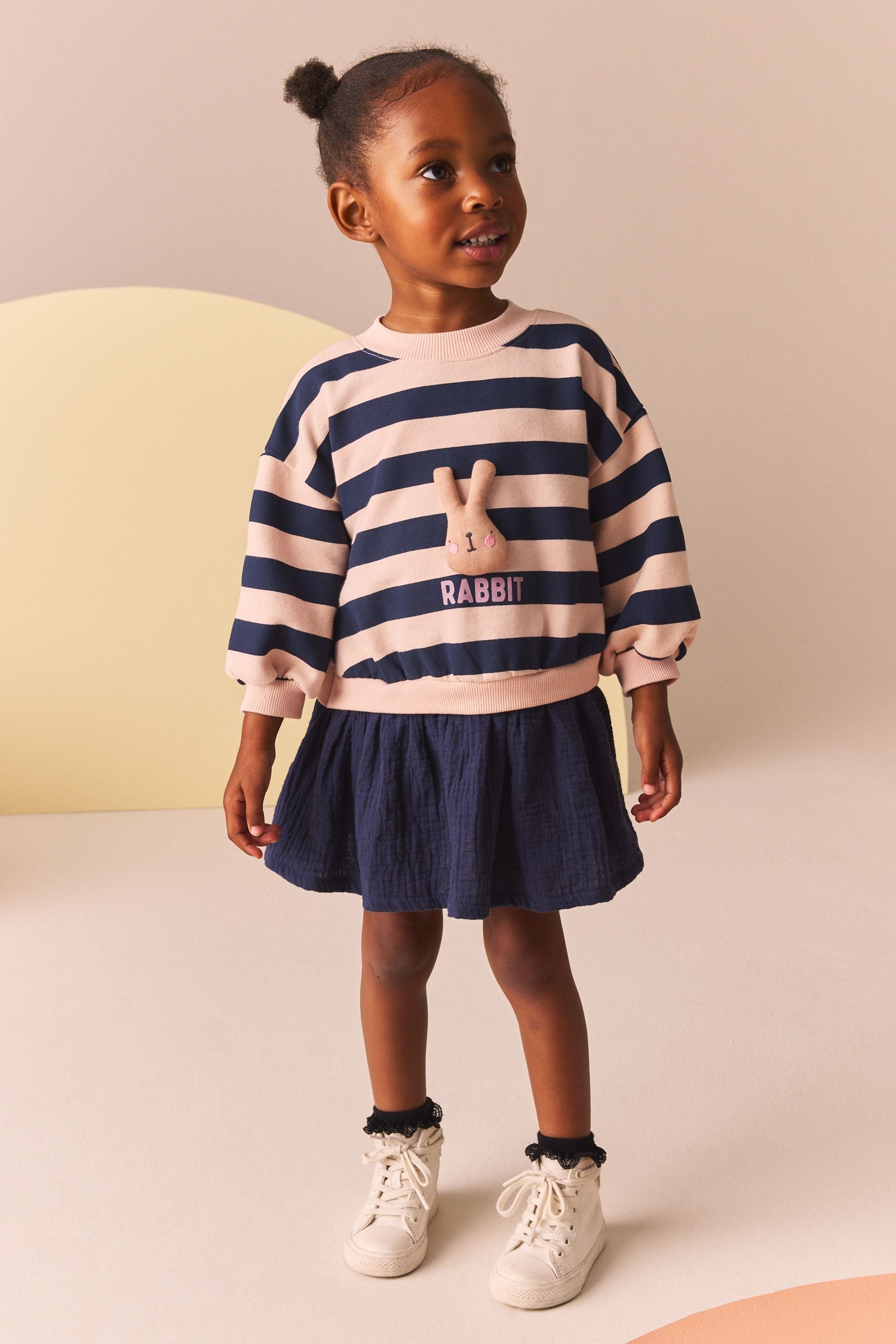 Navy Blue Long Sleeve Sweat Dress (3mths-7yrs)