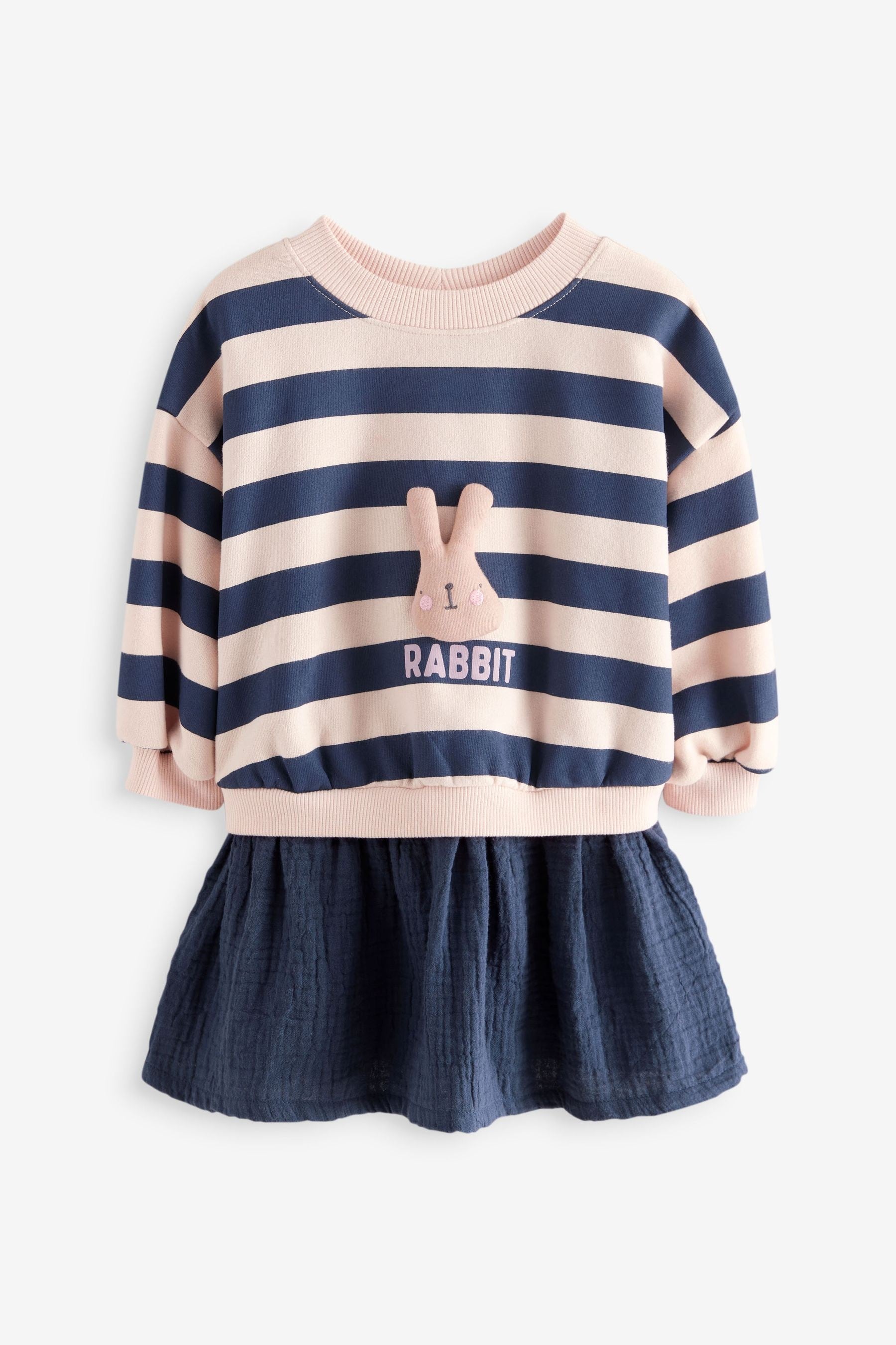 Navy Blue Long Sleeve Sweat Dress (3mths-7yrs)