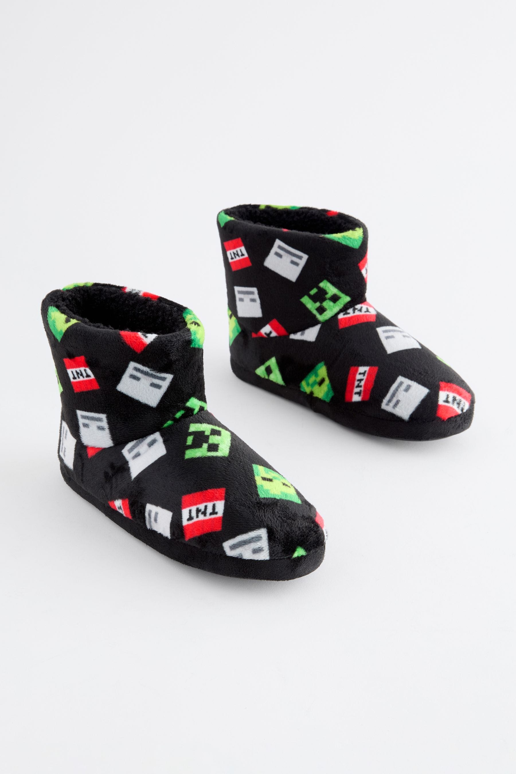 Black Minecraft Warm Lined Slipper Boots