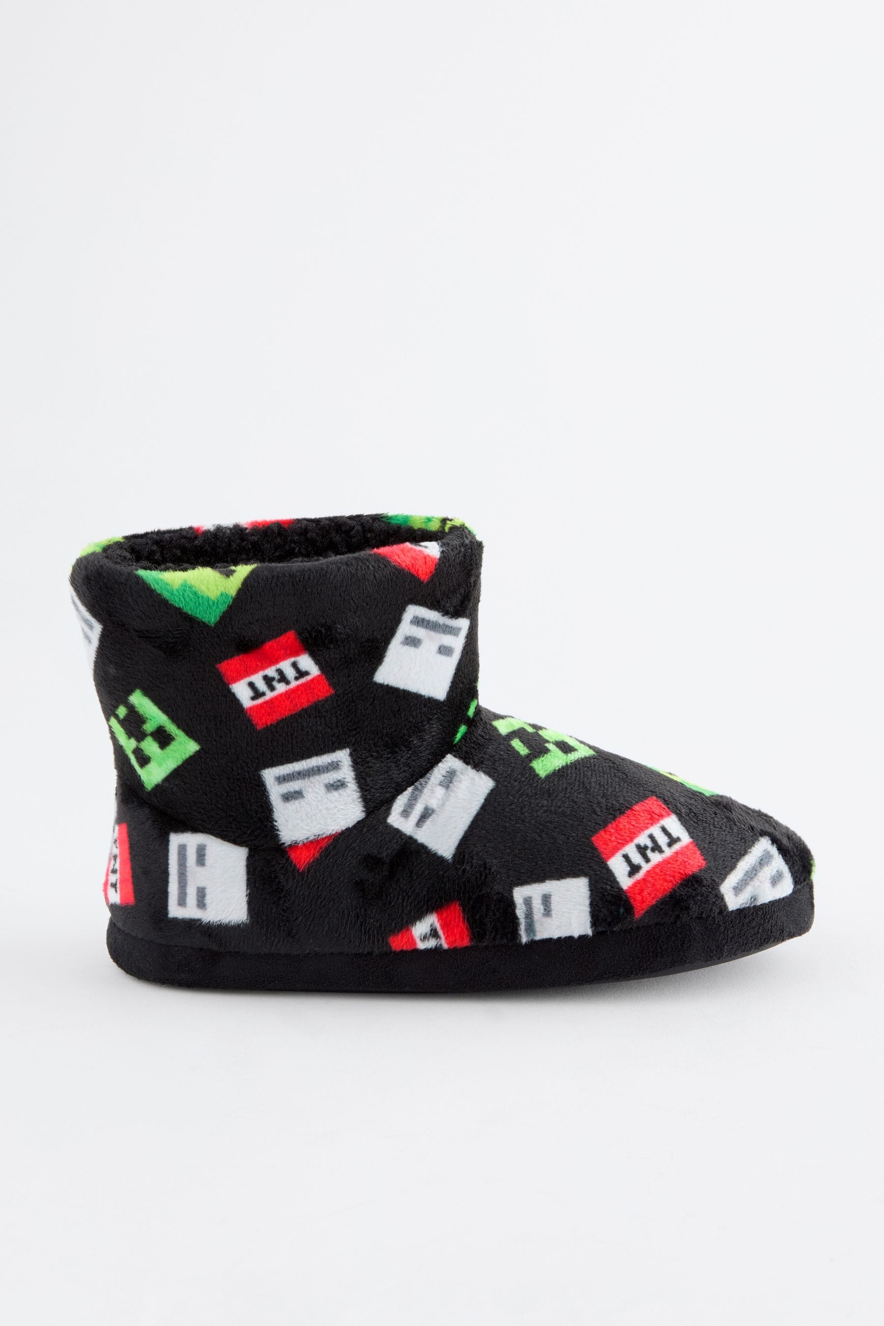 Black Minecraft Warm Lined Slipper Boots