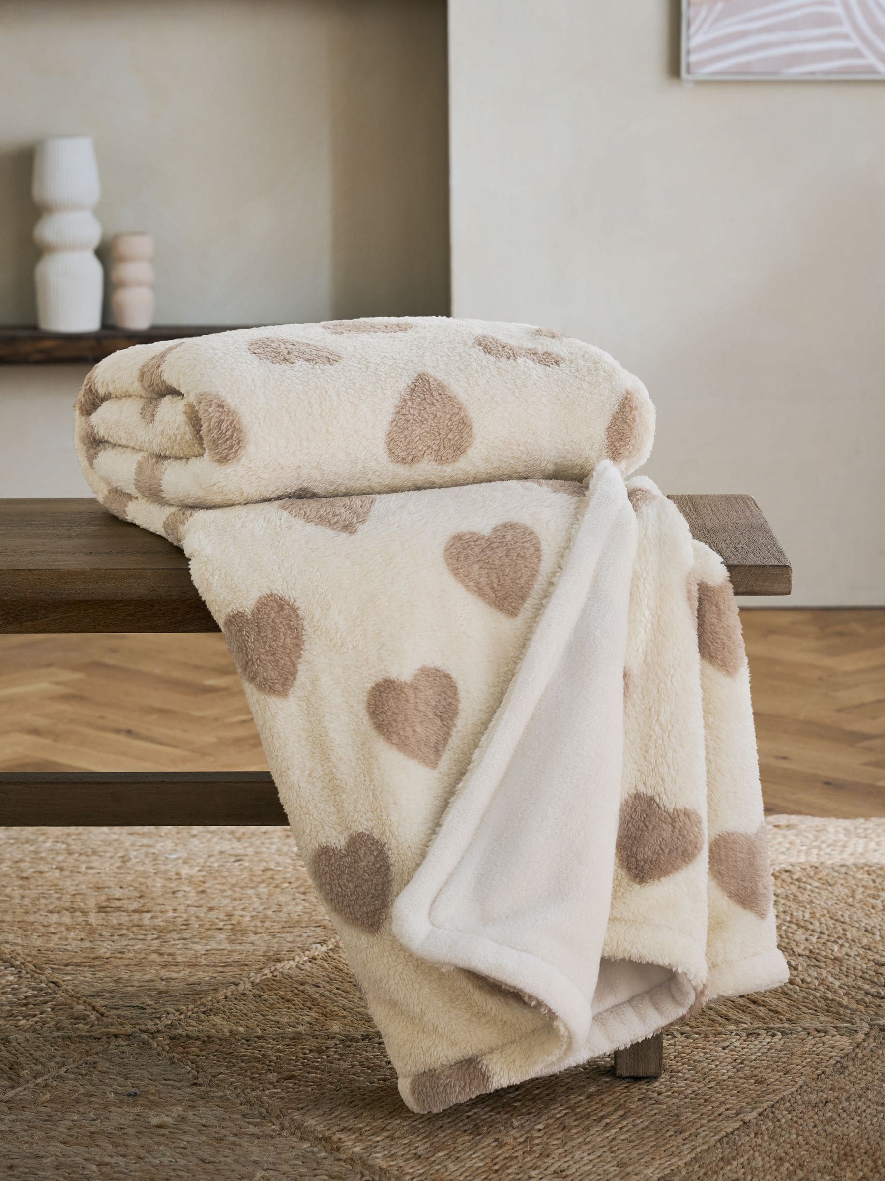 Neutral Heart Supersoft Fleece Throw Blanket