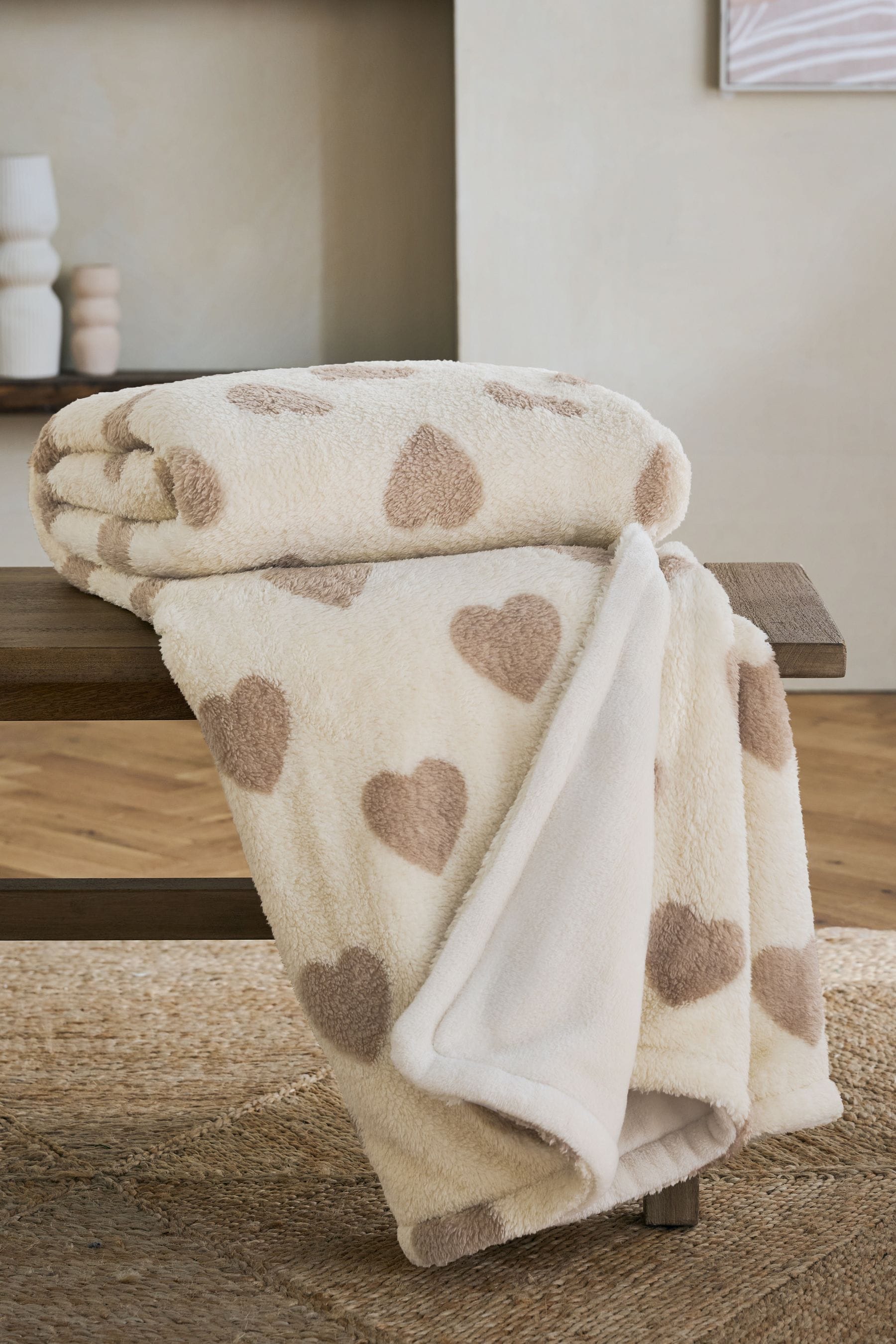 Neutral Heart Supersoft Fleece Throw Blanket