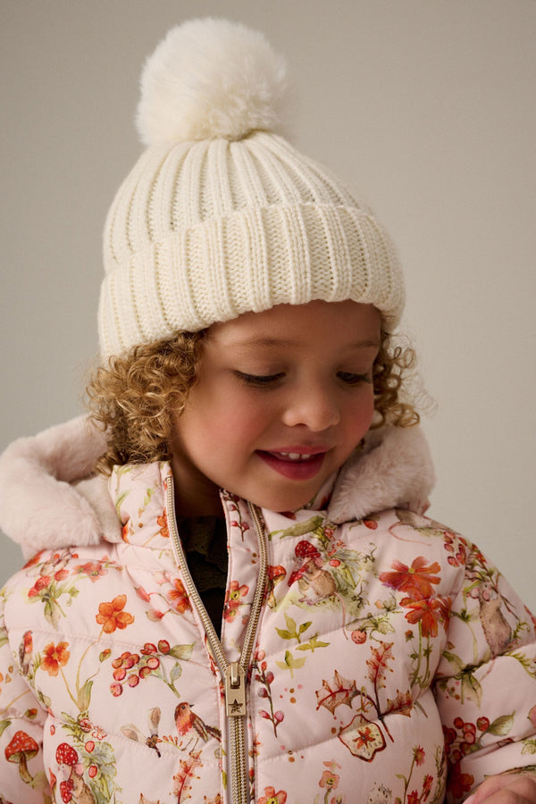 Cream Rib Pom Beanie Hat (3mths-16yrs)