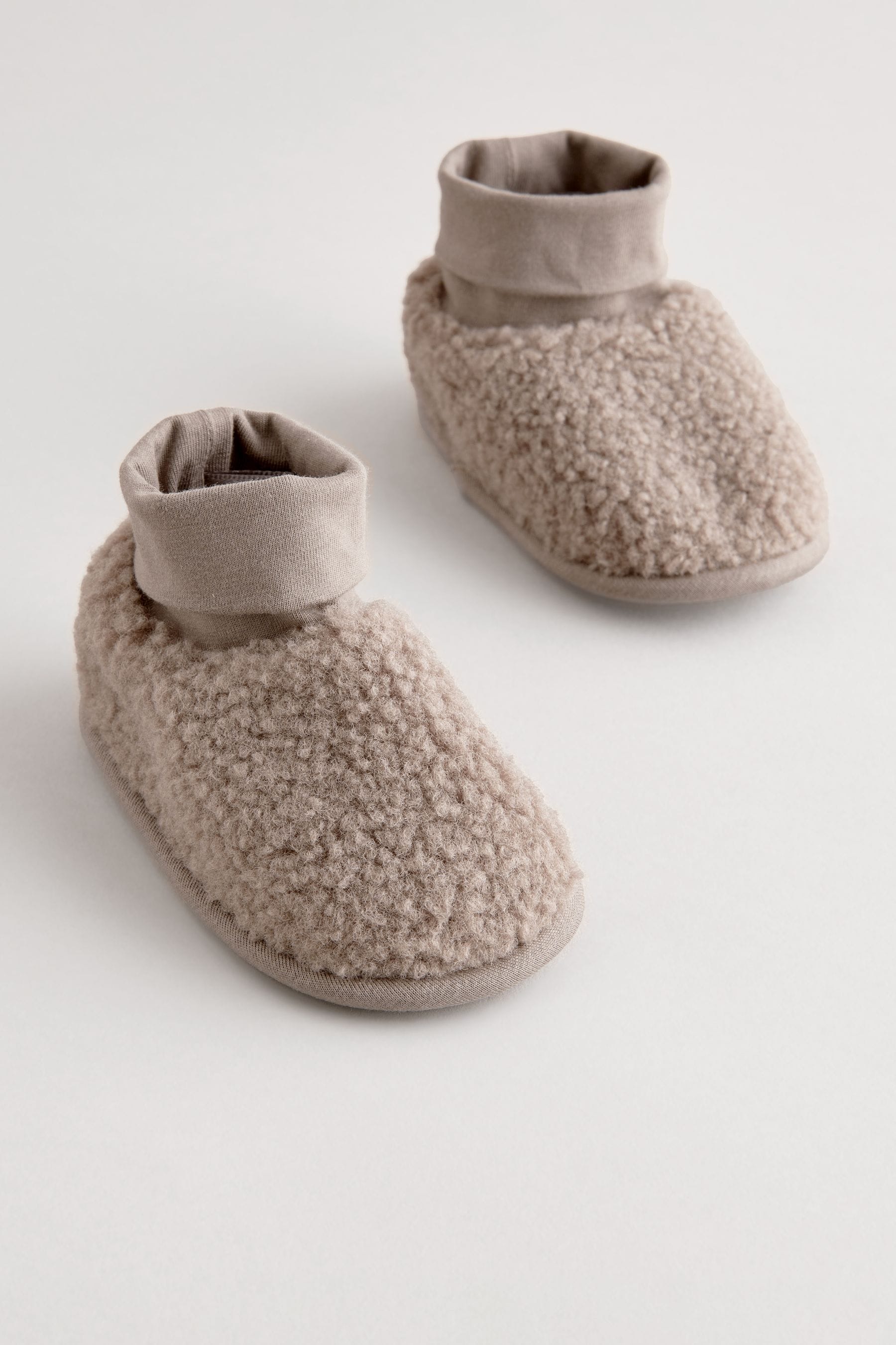 Taupe Brown Borg Sock Top Baby Shoes (0-2mths)