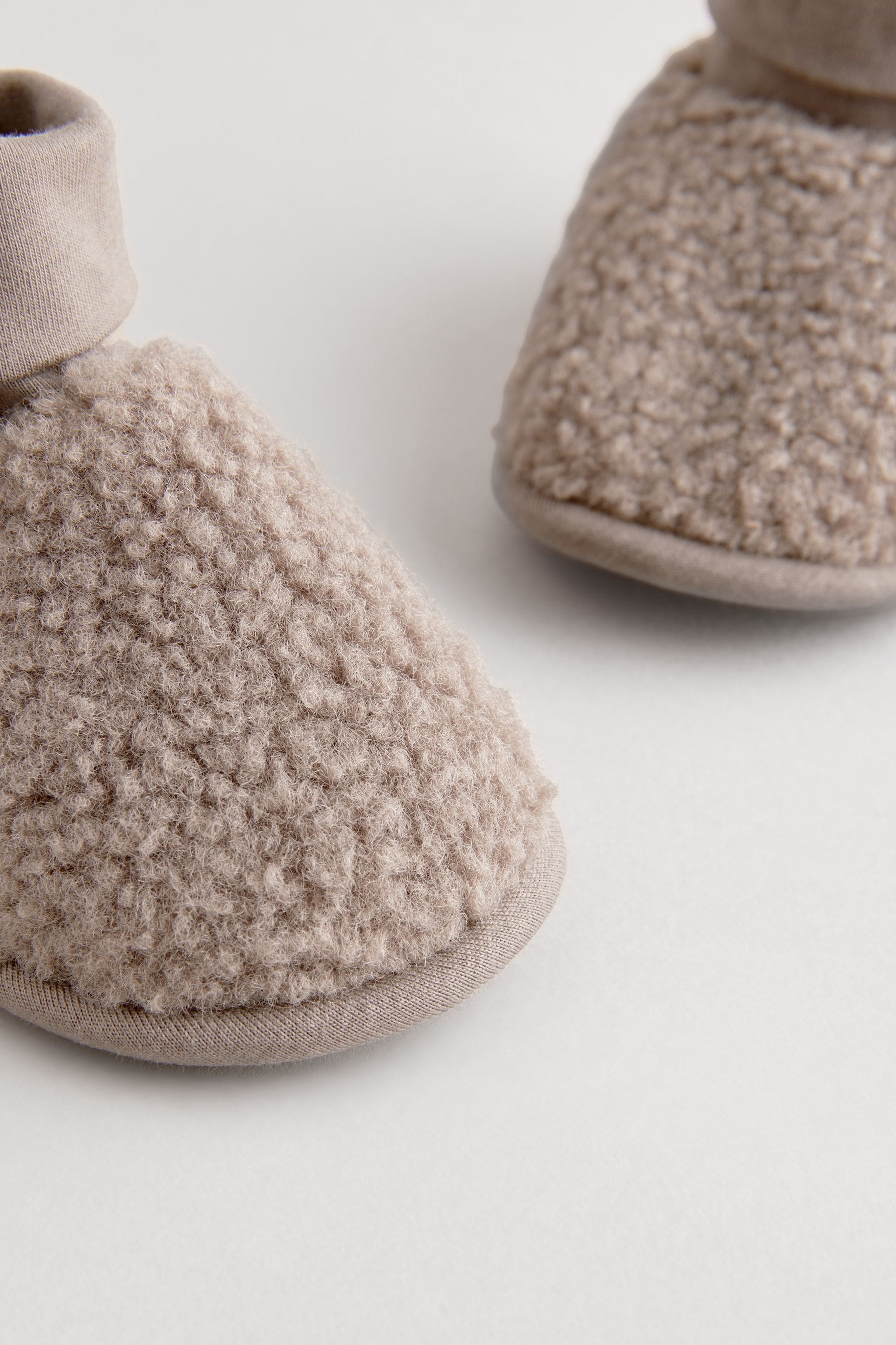 Taupe Brown Borg Sock Top Baby Shoes (0-2mths)