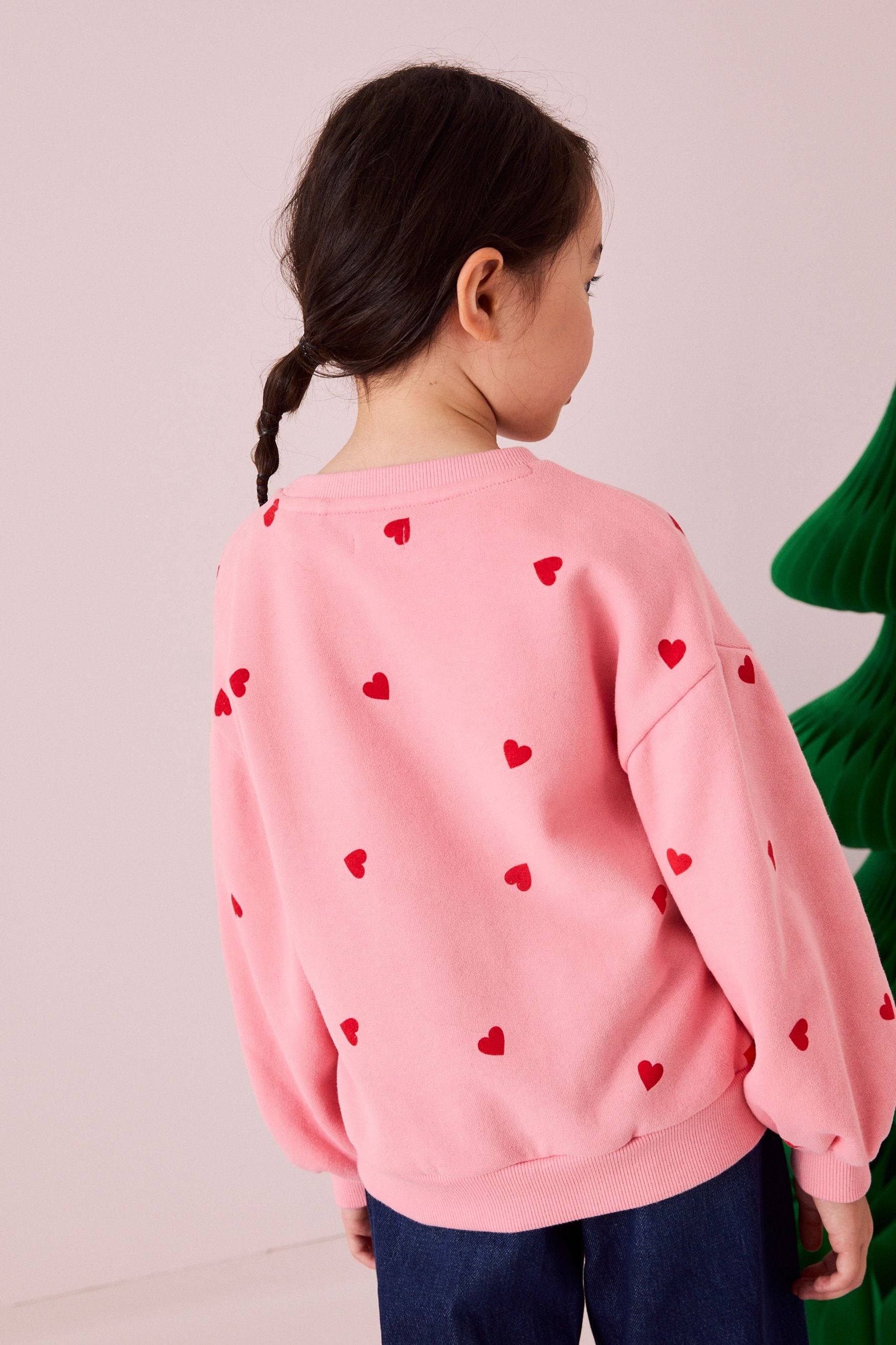 Pink Embellished Christmas Tree Sweatshirt (3-16yrs)