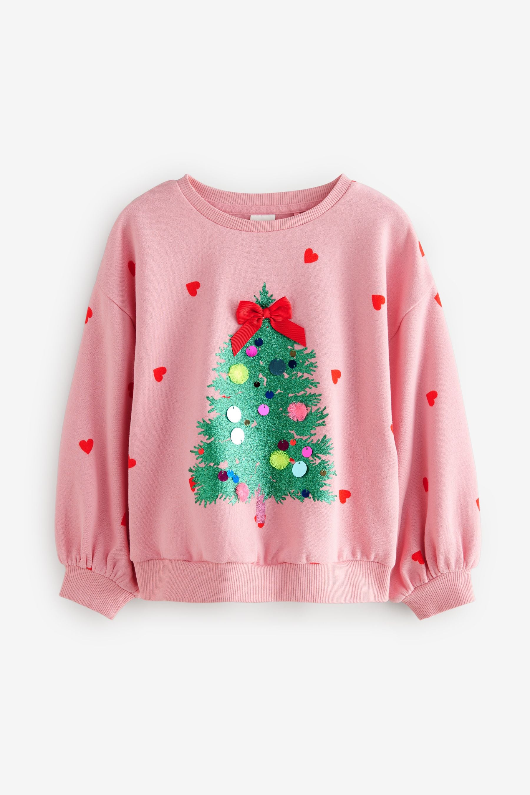 Pink Embellished Christmas Tree Sweatshirt (3-16yrs)